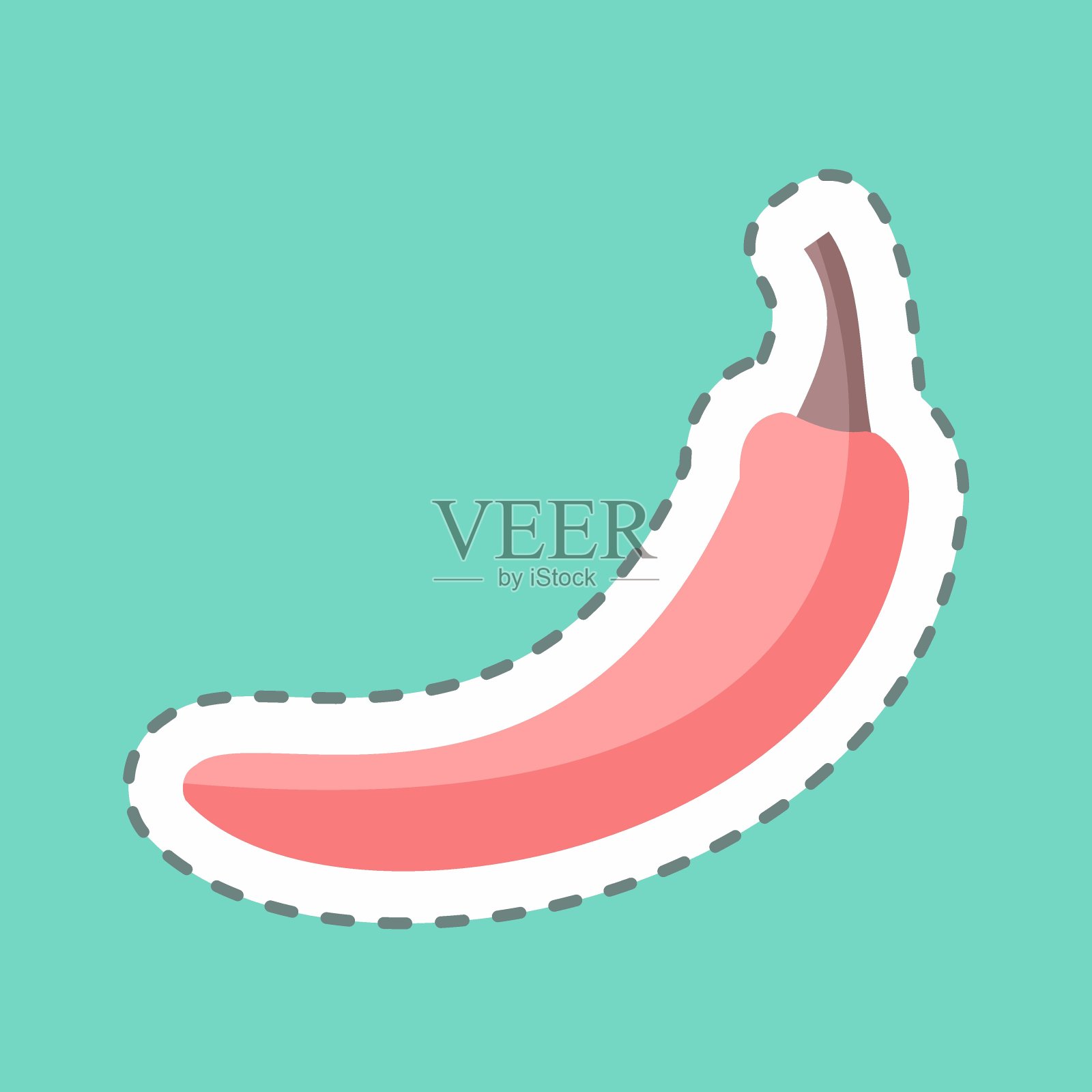 辣椒贴纸在时尚线削减孤立的蓝色背景插画图片素材