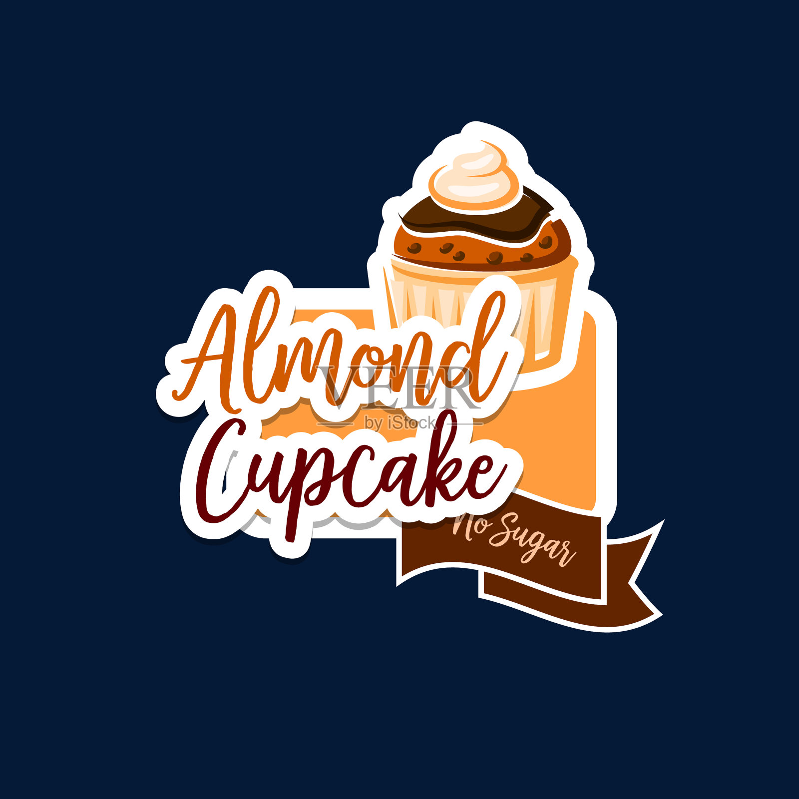 杏仁纸杯蛋糕图标象征坚果蛋糕插画图片素材