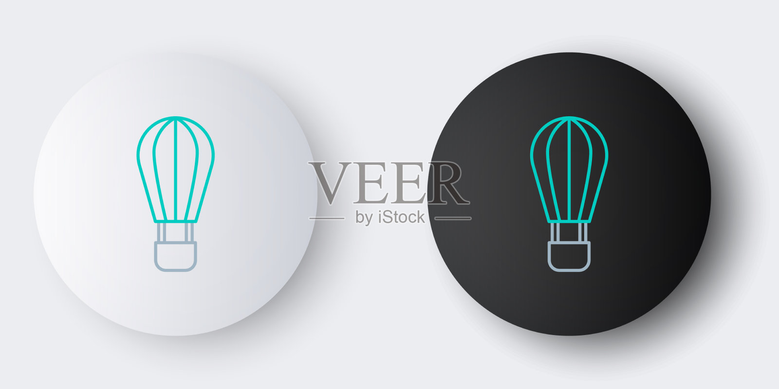 线热气球图标孤立在灰色上图标素材