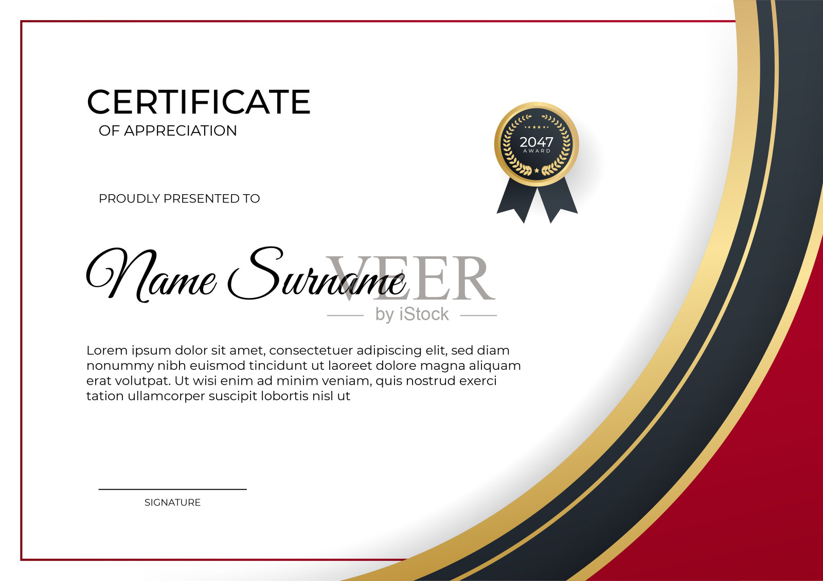 现代梯度红黑金证书设计模板插画图片素材