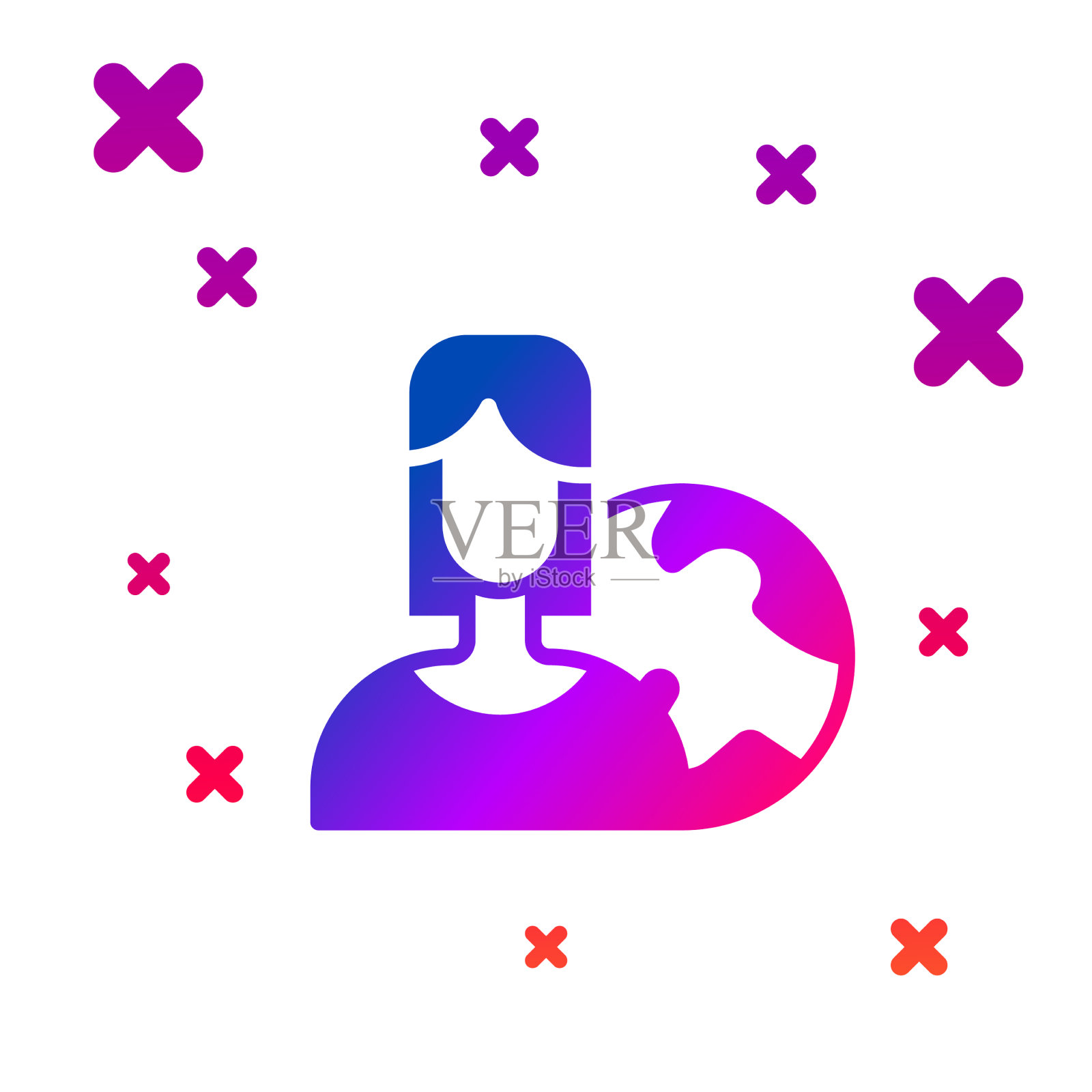 来自不同国家和宗教的有色人种女性图标素材