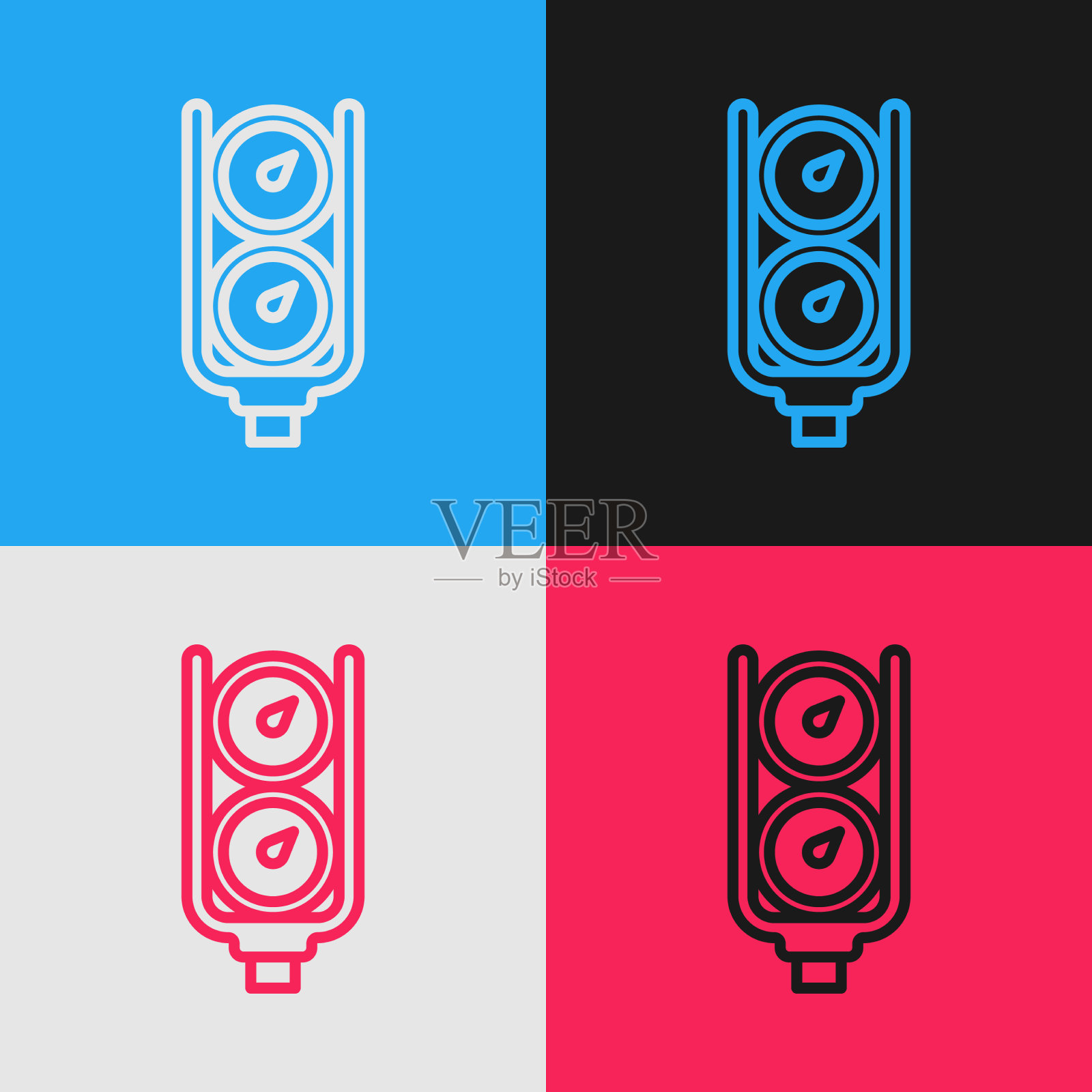 波普艺术线条标尺刻度图标孤立的颜色插画图片素材