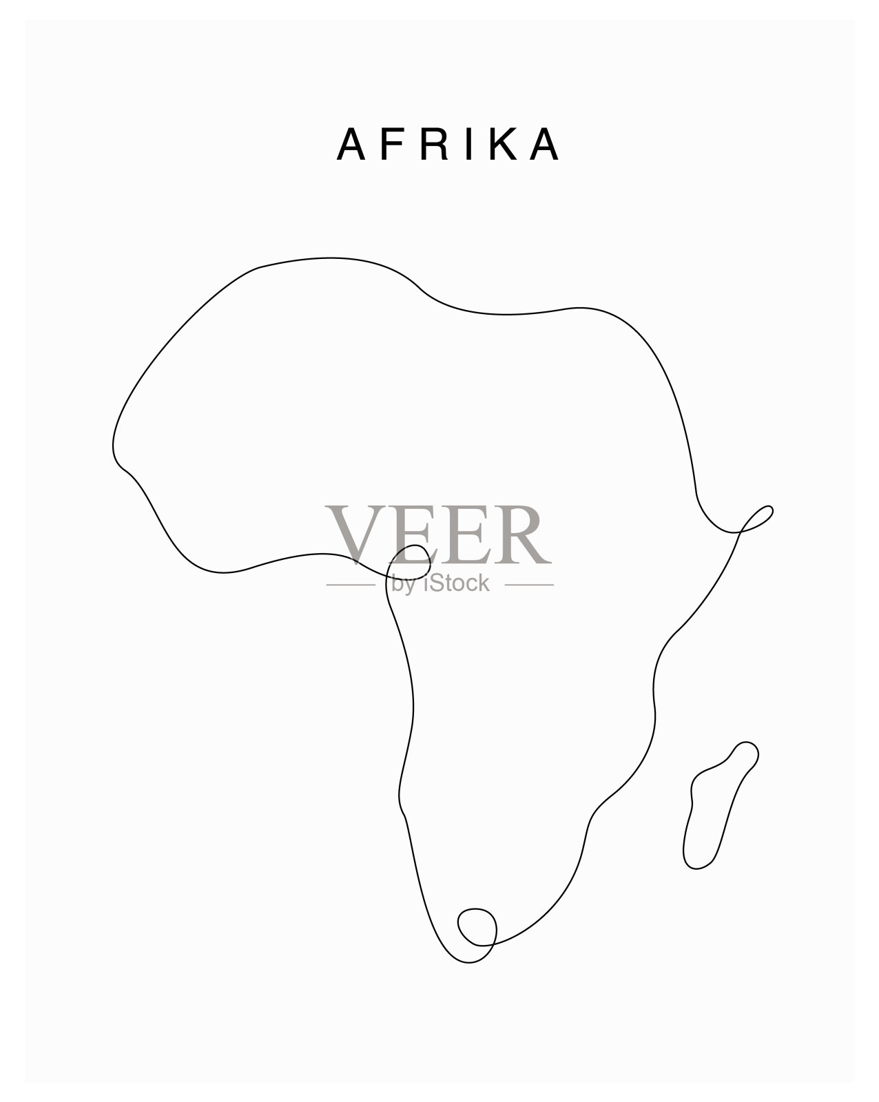 线条艺术非洲地图。连续线大陆地图。矢量插图。单一的非洲世界轮廓。插画图片素材