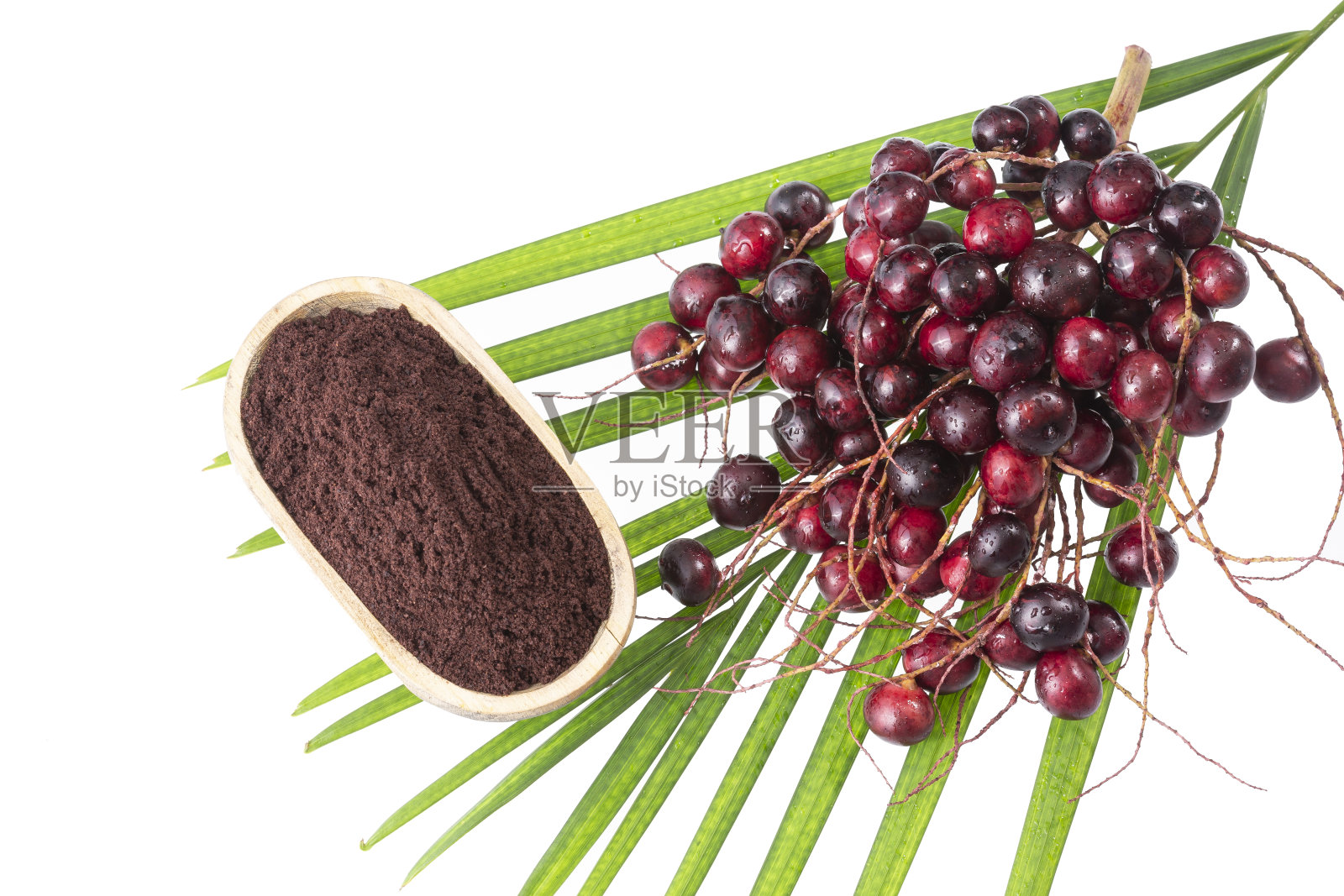 欧洲马齿苋-浆果和亚马逊水果的巴西莓粉照片摄影图片