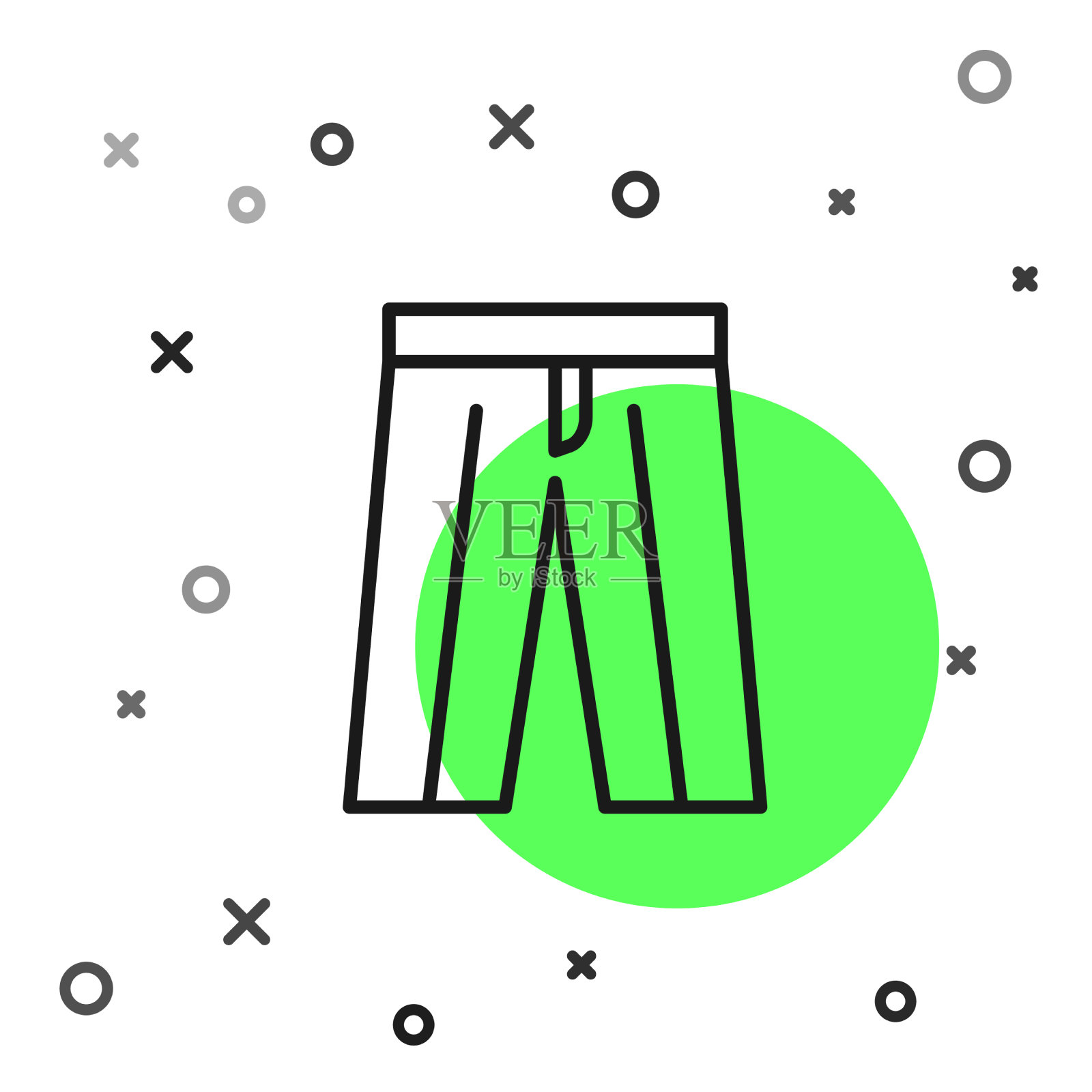 黑色线裤图标孤立在白色背景插画图片素材