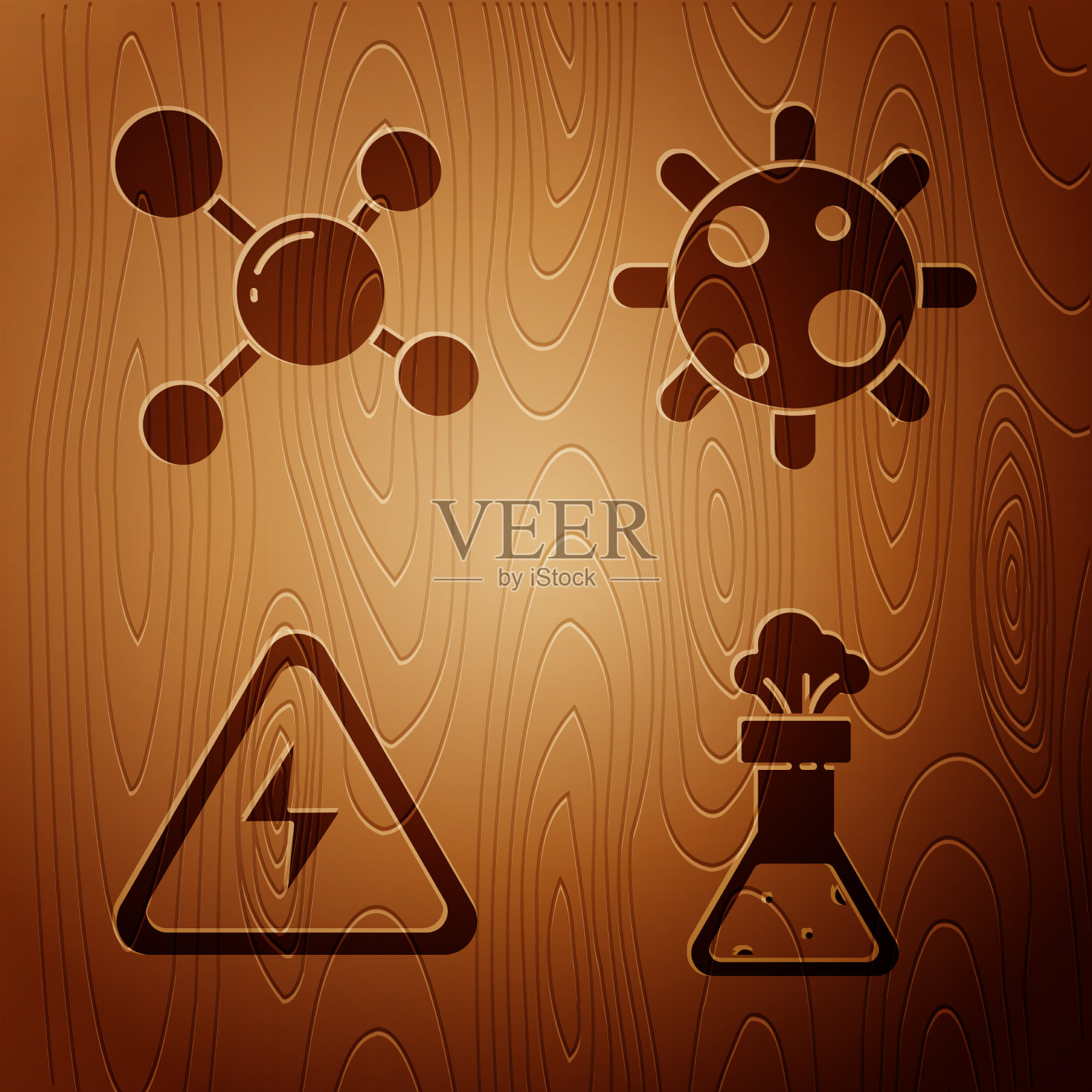 试管和烧瓶化学分子设置高图标素材