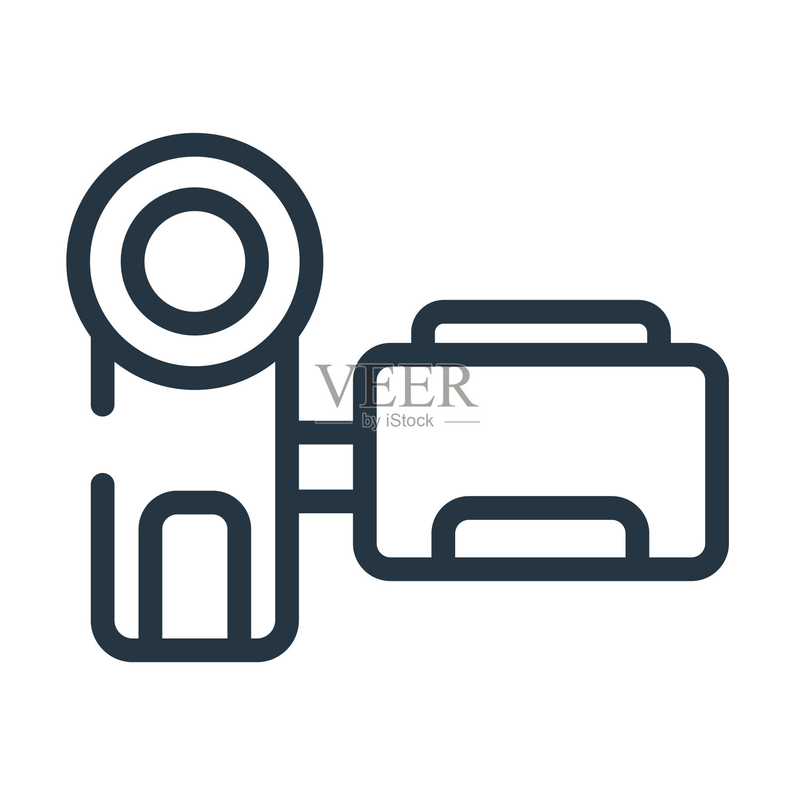 摄像机细线图标。视频，相机线性图标从博主和影响者概念孤立的轮廓标志。矢量插图符号元素的网页设计和应用程序。图标素材