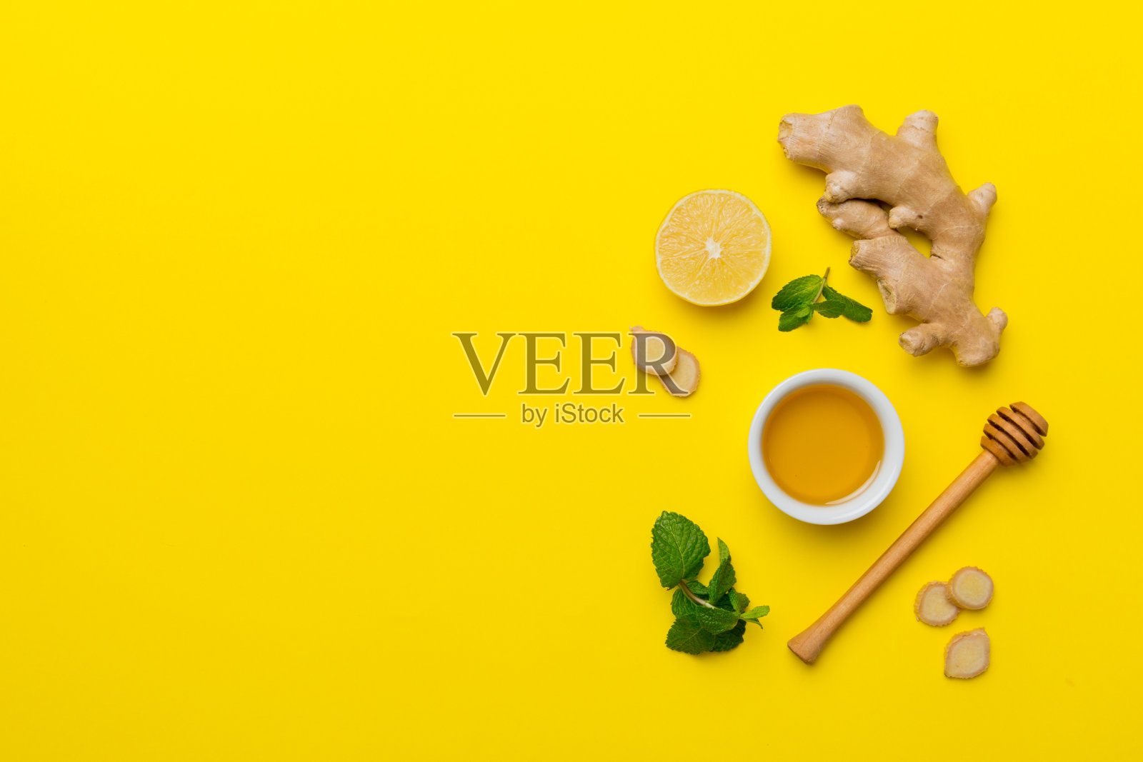 自然感冒和流感家庭疗法。天然成分，刺激免疫和病毒保护。俯视图平铺照片摄影图片