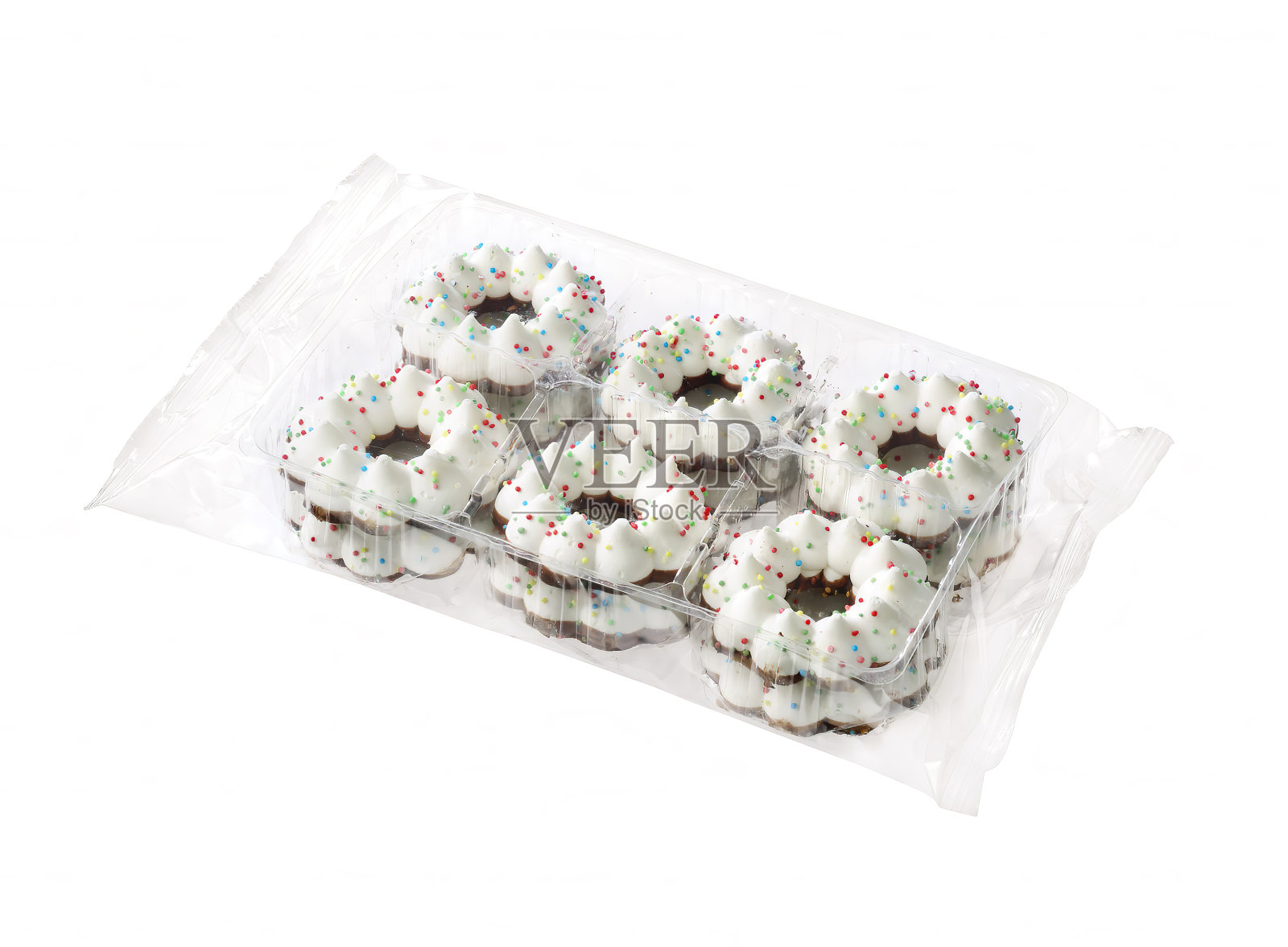 圣诞花环饼干在塑料托盘照片摄影图片