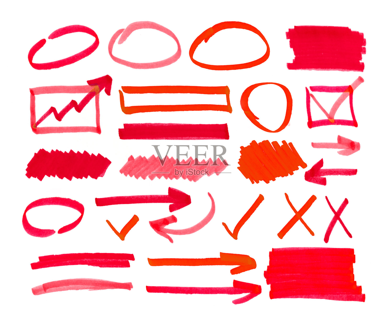 一套红色抽象手绘记号笔照片摄影图片