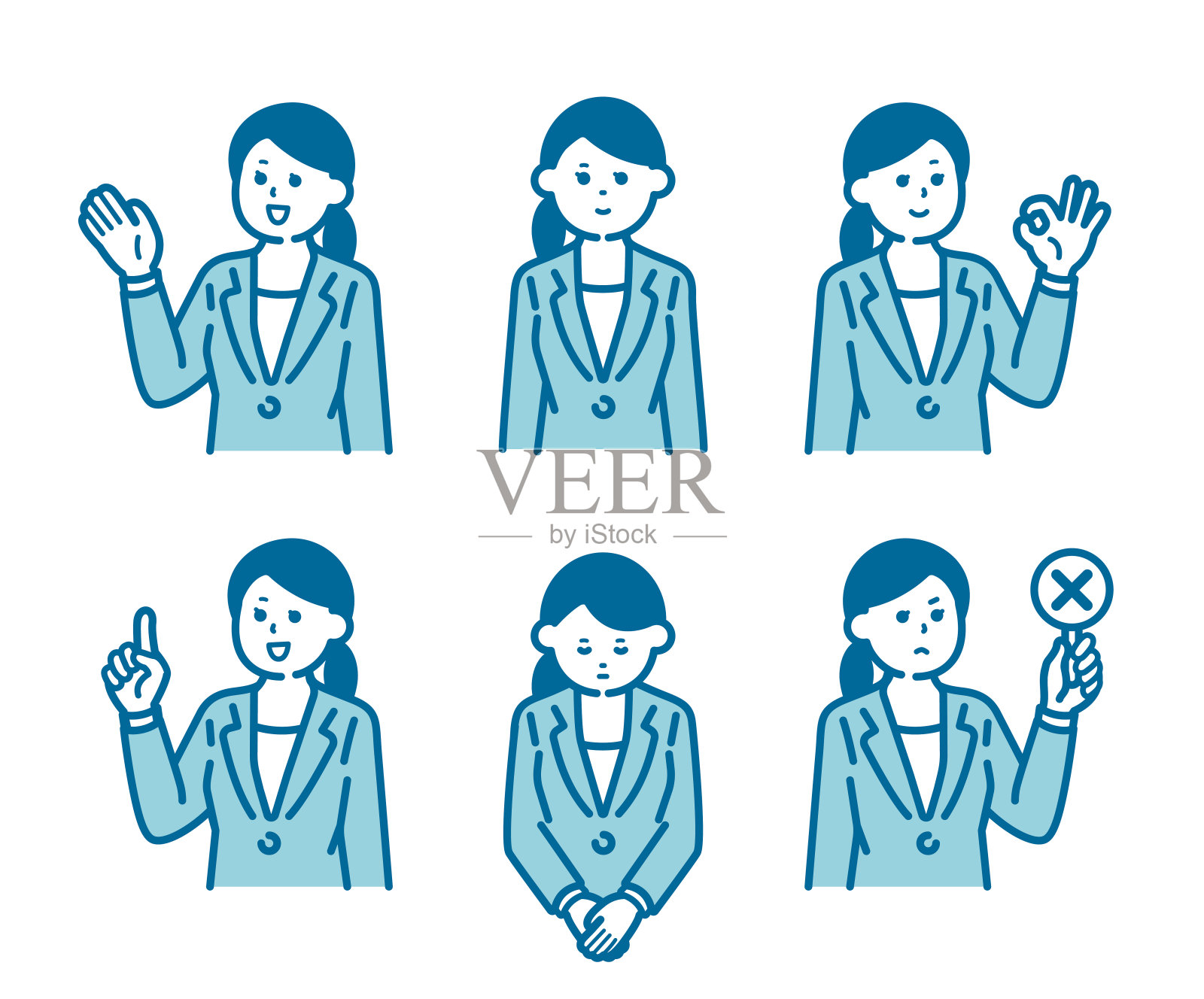 适合女性姿势设置插画图片素材