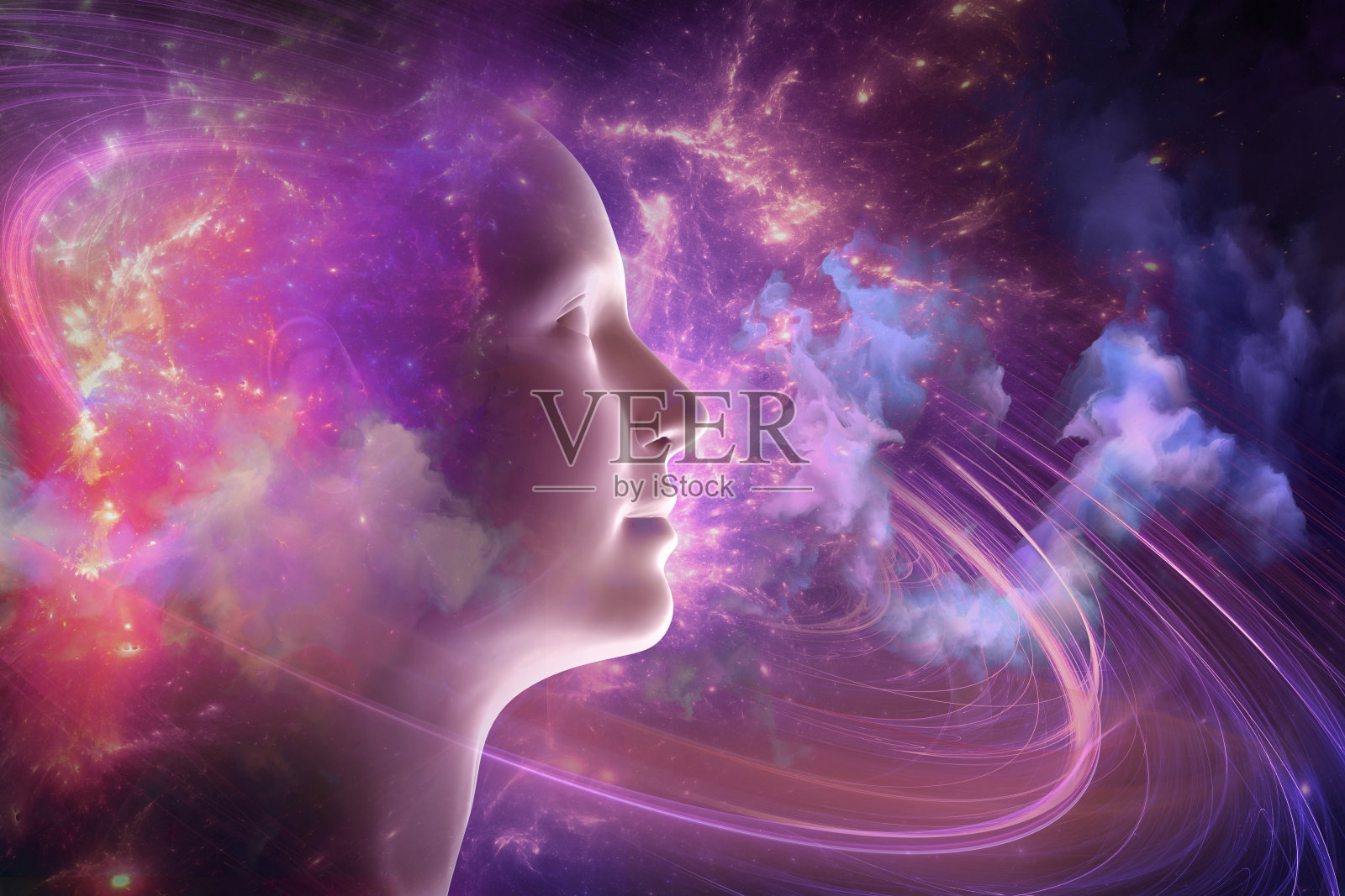 人与空间、进步、科学与灵性的概念构成照片摄影图片