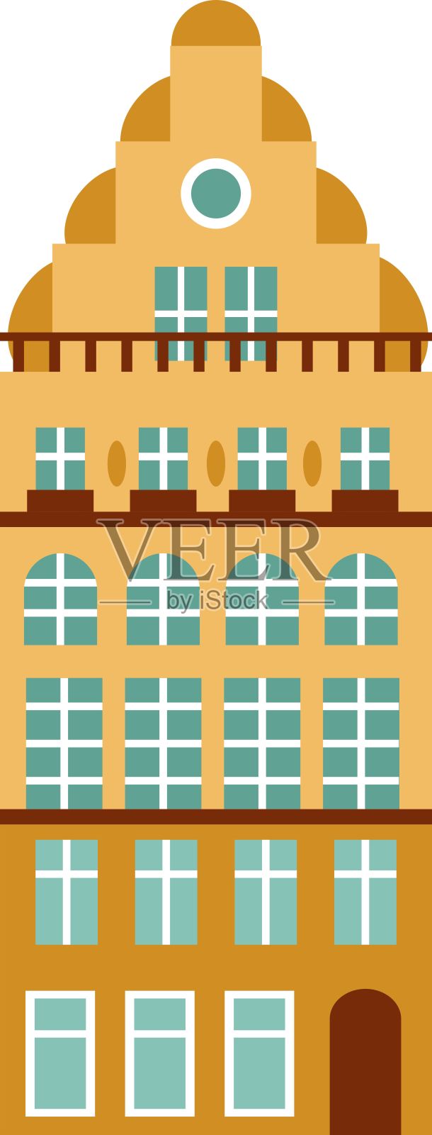 矢量插图复古风格的房子在平面风格。插画图片素材