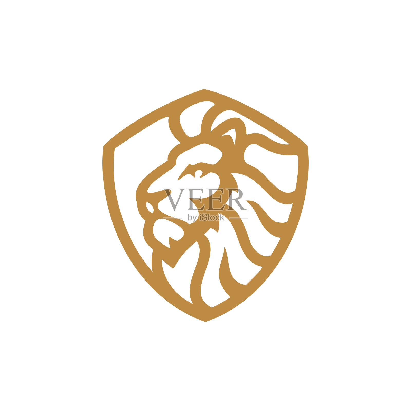 狮头盾徽标志设计。狮子线轮廓矢量图标设计元素图片