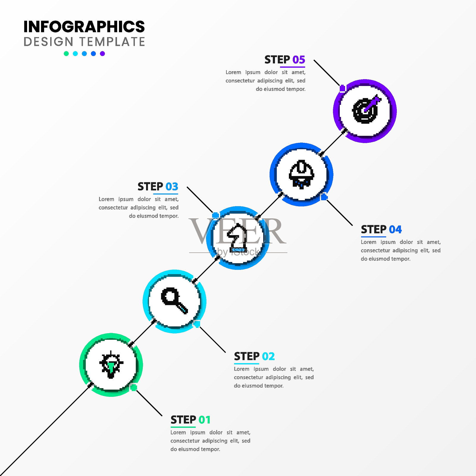 信息图形模板图标和5个选项或步骤。时间轴插画图片素材