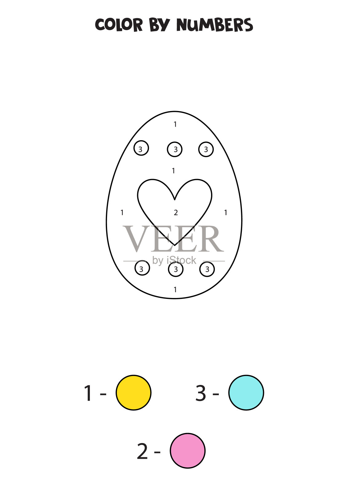 用数字给可爱的复活节彩蛋上色。工作表的孩子。插画图片素材