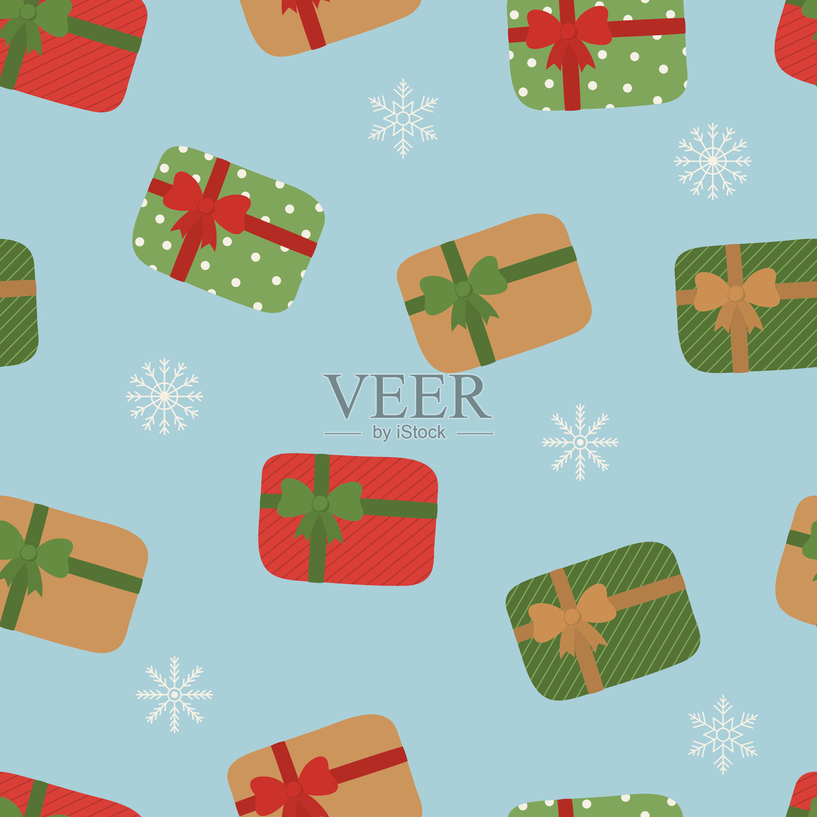 带丝带的礼盒。节日无缝模式插画图片素材