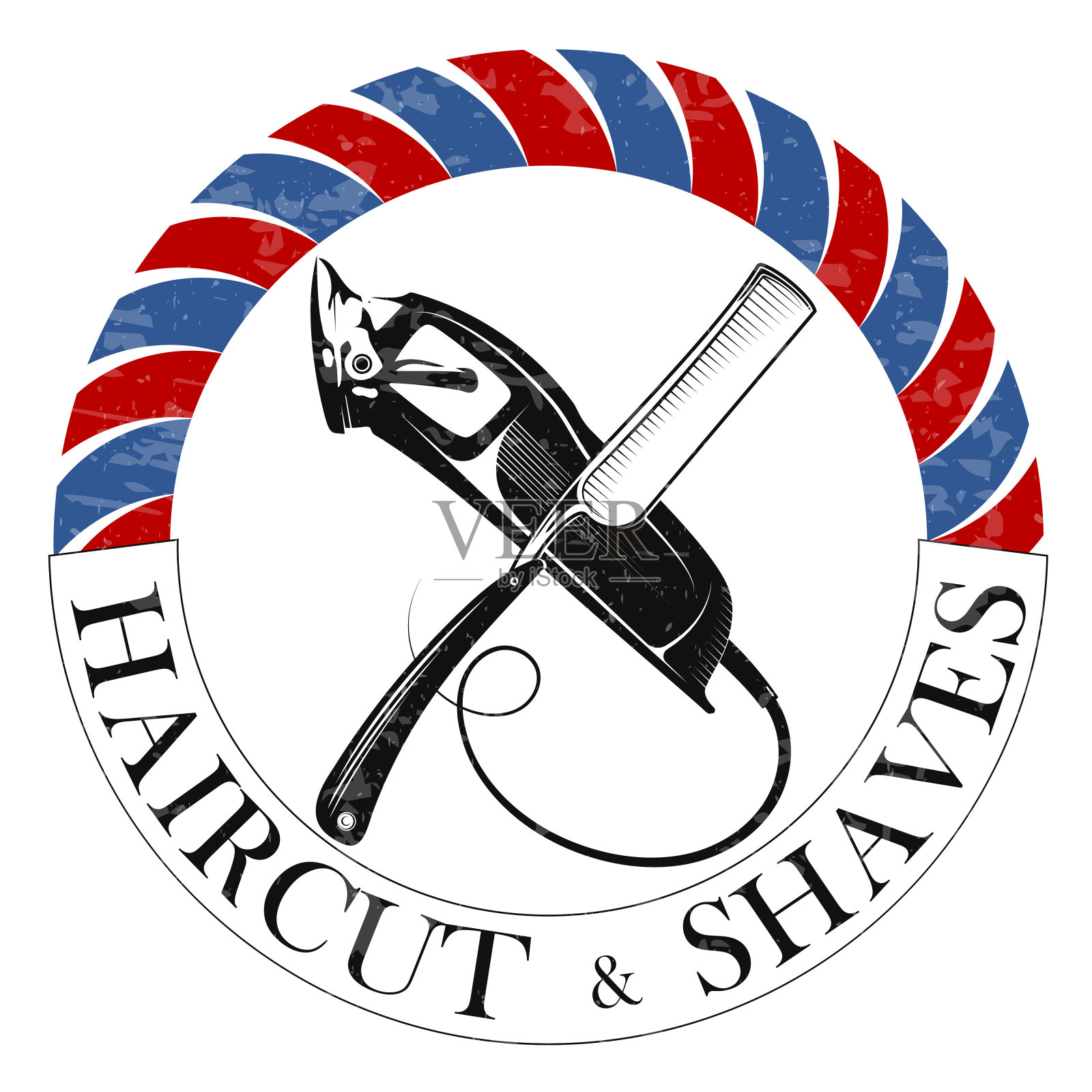 理发和刮胡子理发店的创意符号插画图片素材