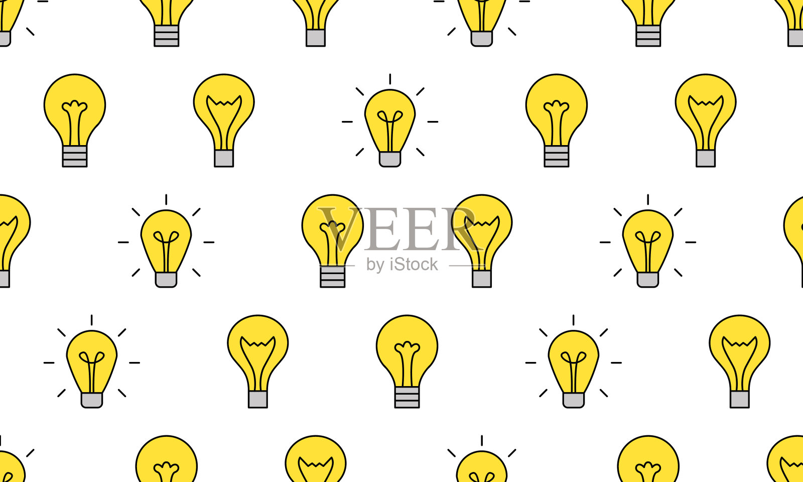 灯泡无缝图案创意电力能源标志电气技术矢量插画图片素材