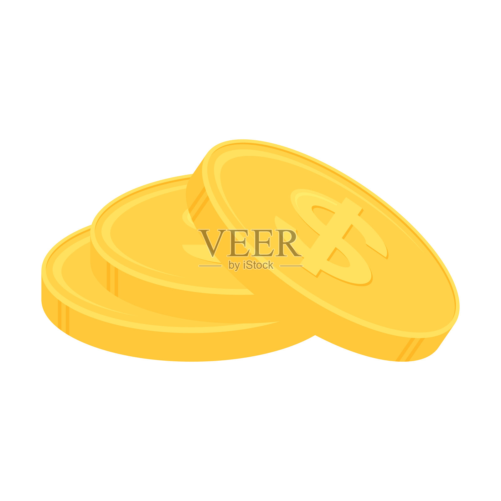 一堆一美元的金币。商业和金融概念。插画图片素材