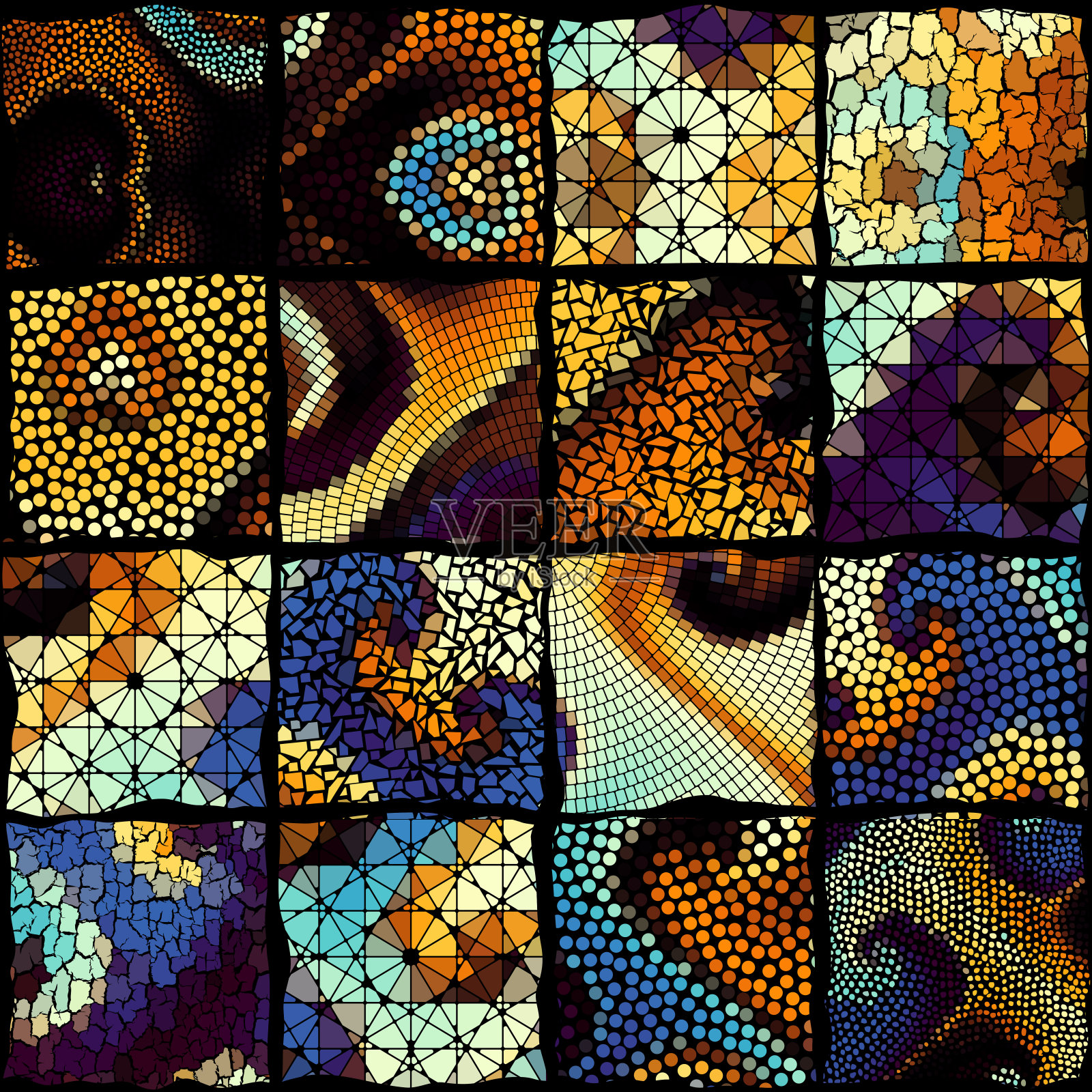 矢量马赛克艺术图案。矢量图像马赛克插画图片素材