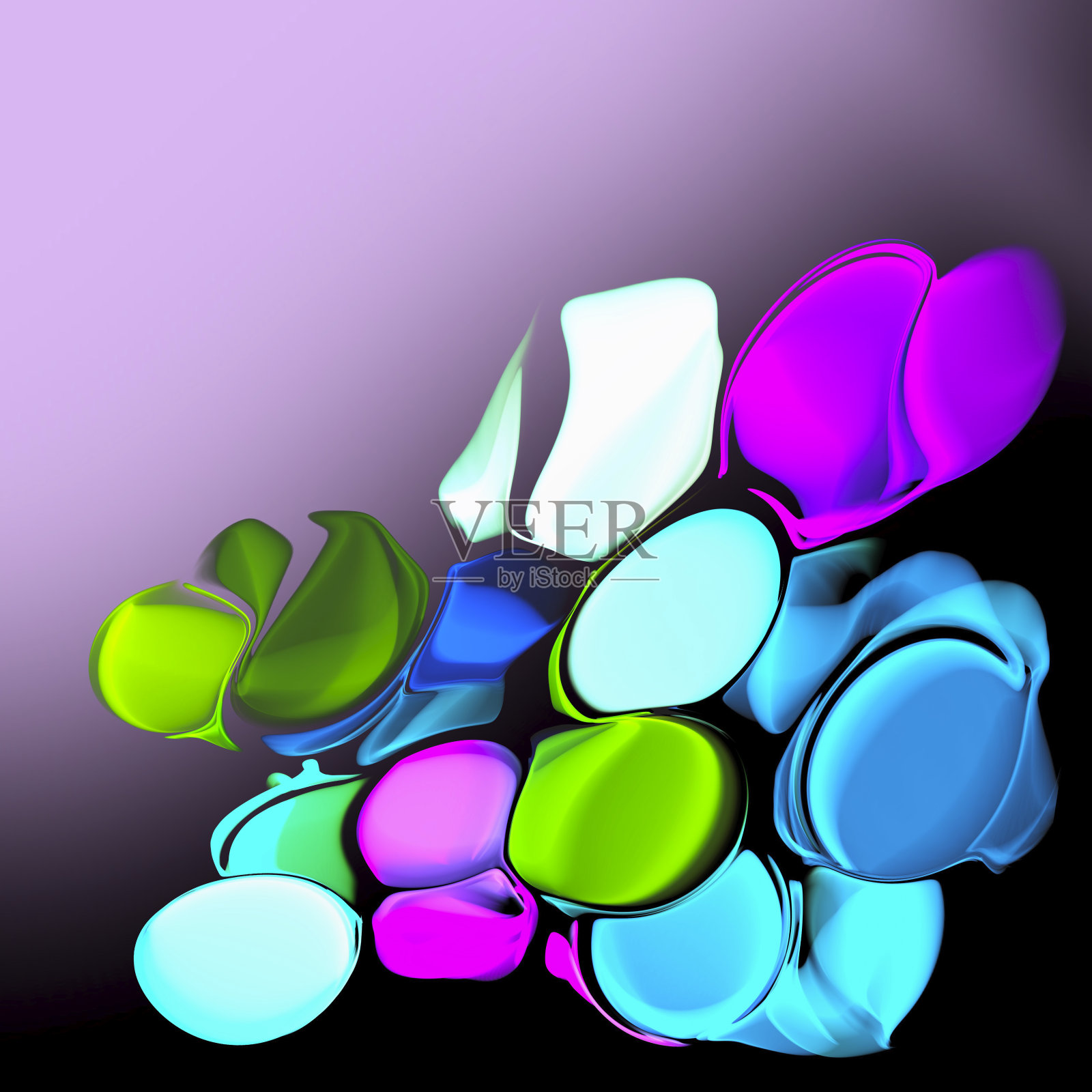 三维抽象，气泡插图，梯度，背景，多色，三维，数字，幻想，海报，横幅，卡片，复制空间插画图片素材