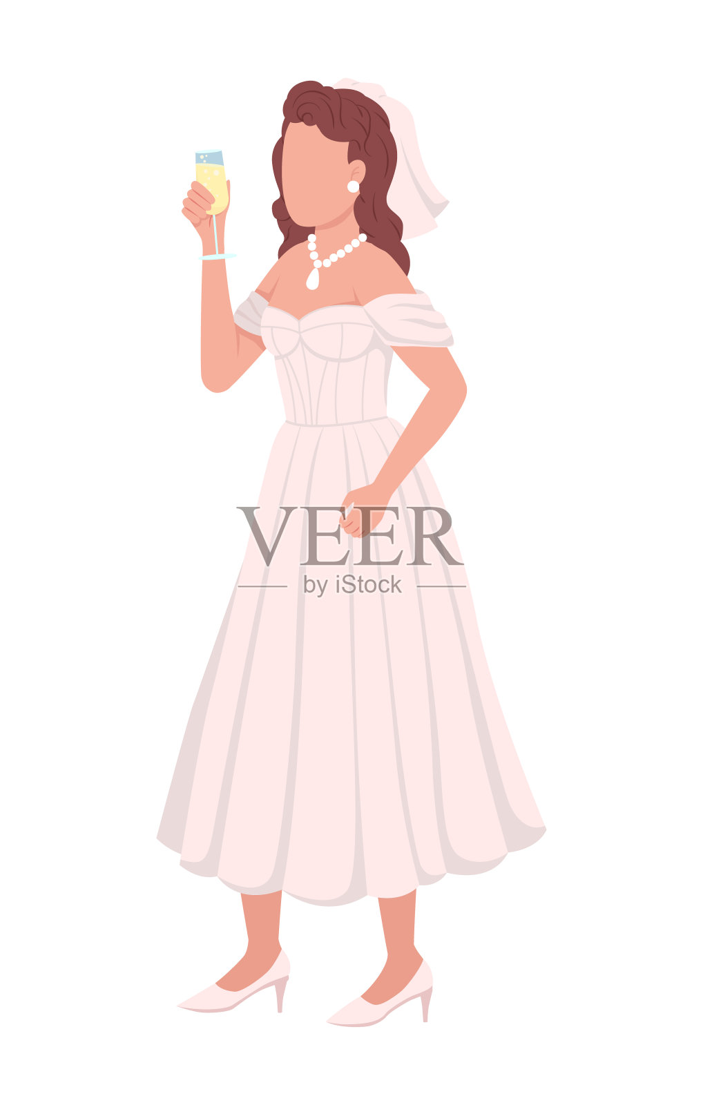 新娘抬手吐司半平色矢量字符插画图片素材