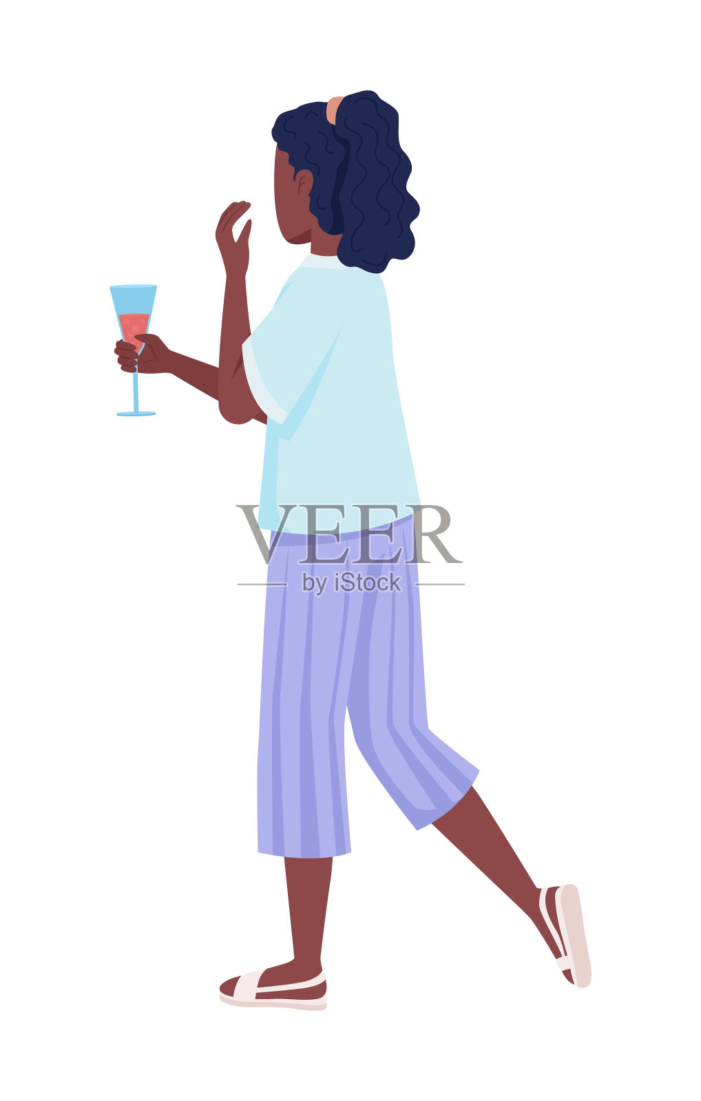 惊艳小姐半平色矢量性格插画图片素材