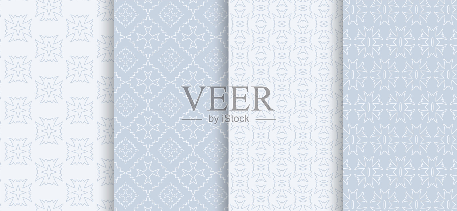 在浅色背景上的无缝图案集插画图片素材