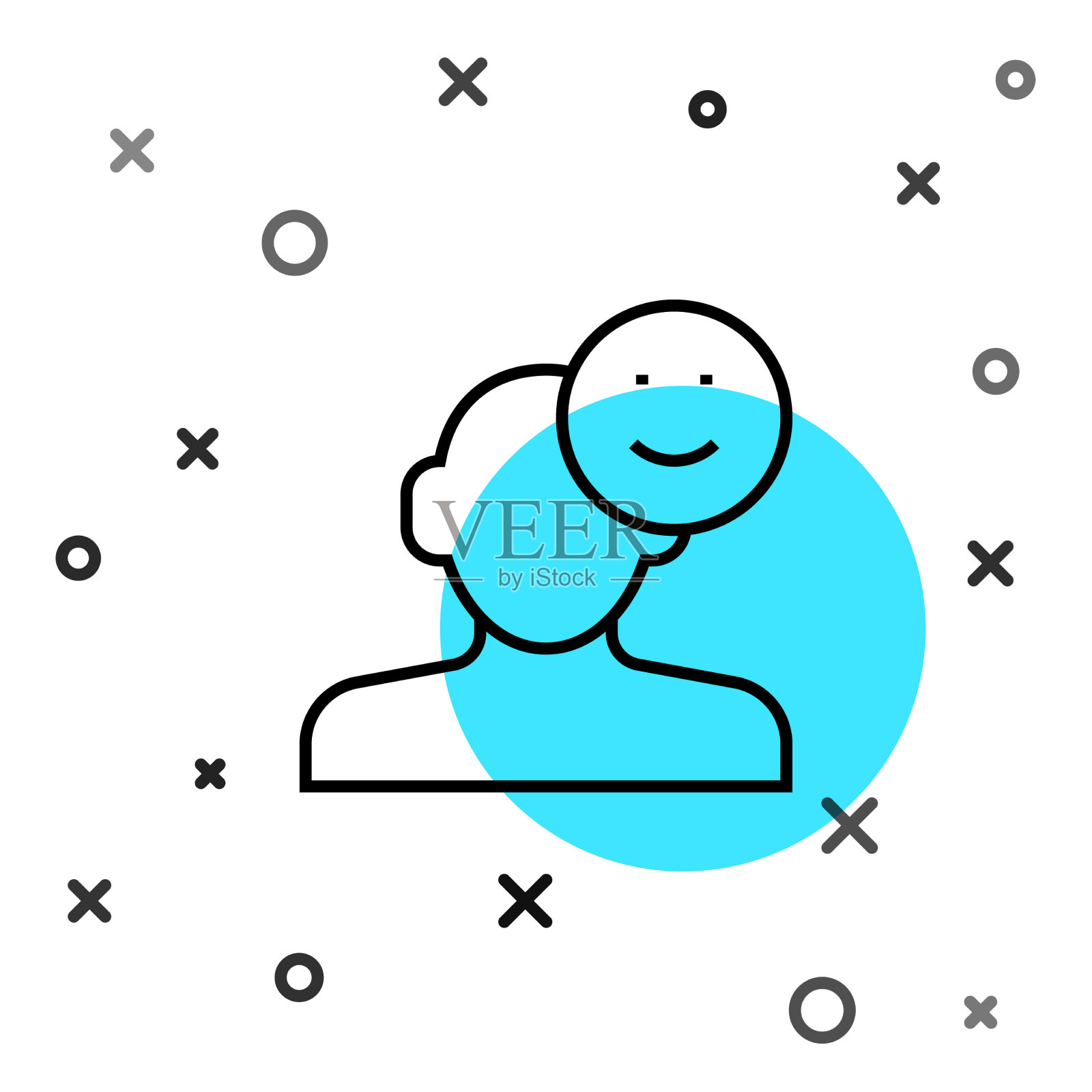 黑线好心情图标孤立在白色上插画图片素材