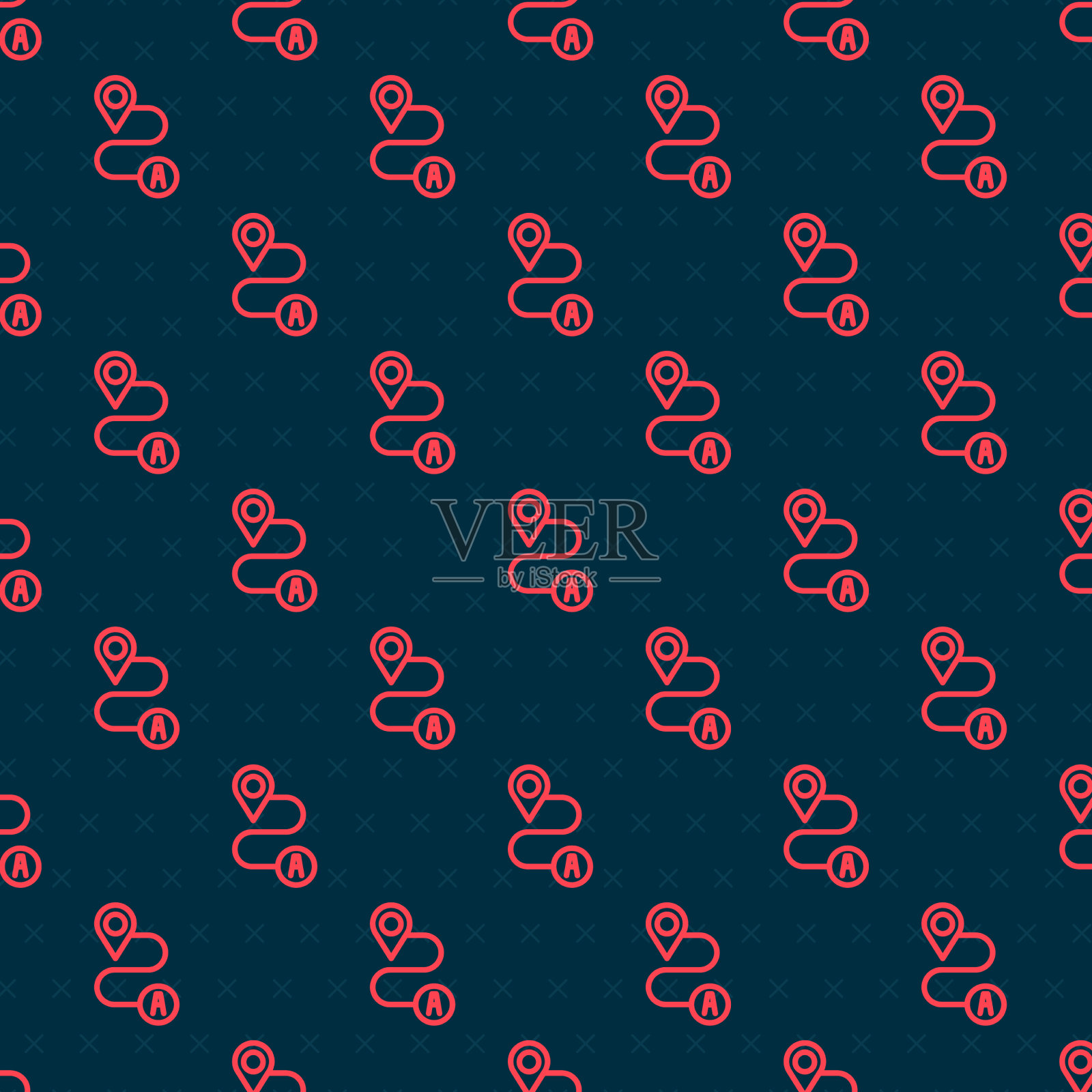 红线路线位置图标隔离无缝插画图片素材