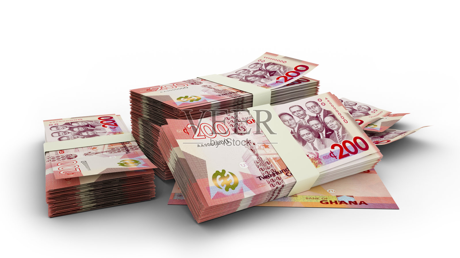 3D堆栈的加纳cedi笔记照片摄影图片