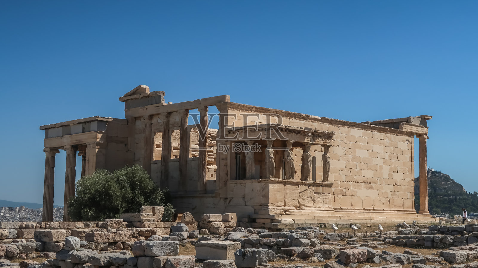 雅典卫城上伊瑞克提翁的女像柱门廊照片摄影图片