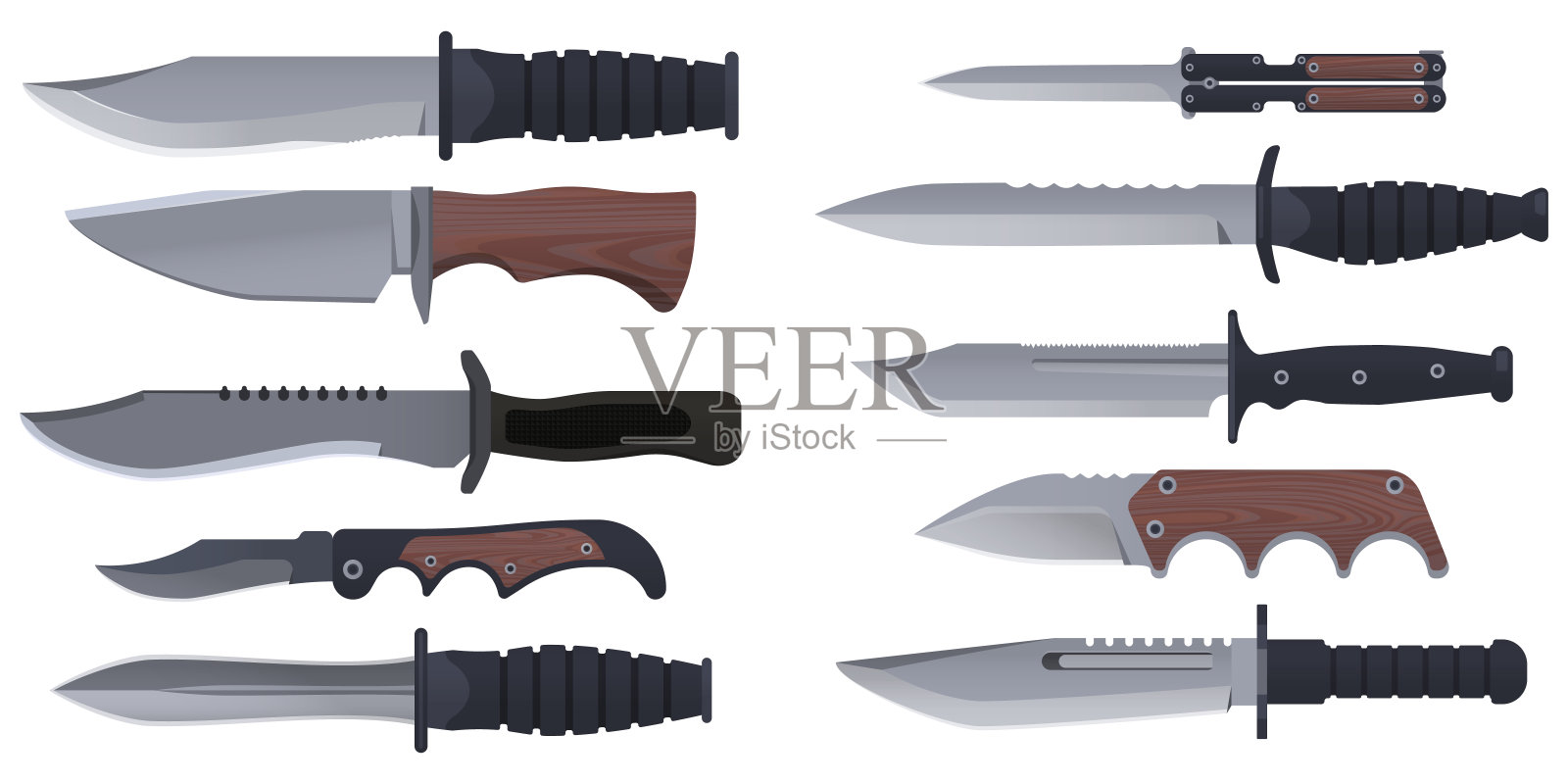 刀具套装，军用，狩猎和战斗武器设计元素图片