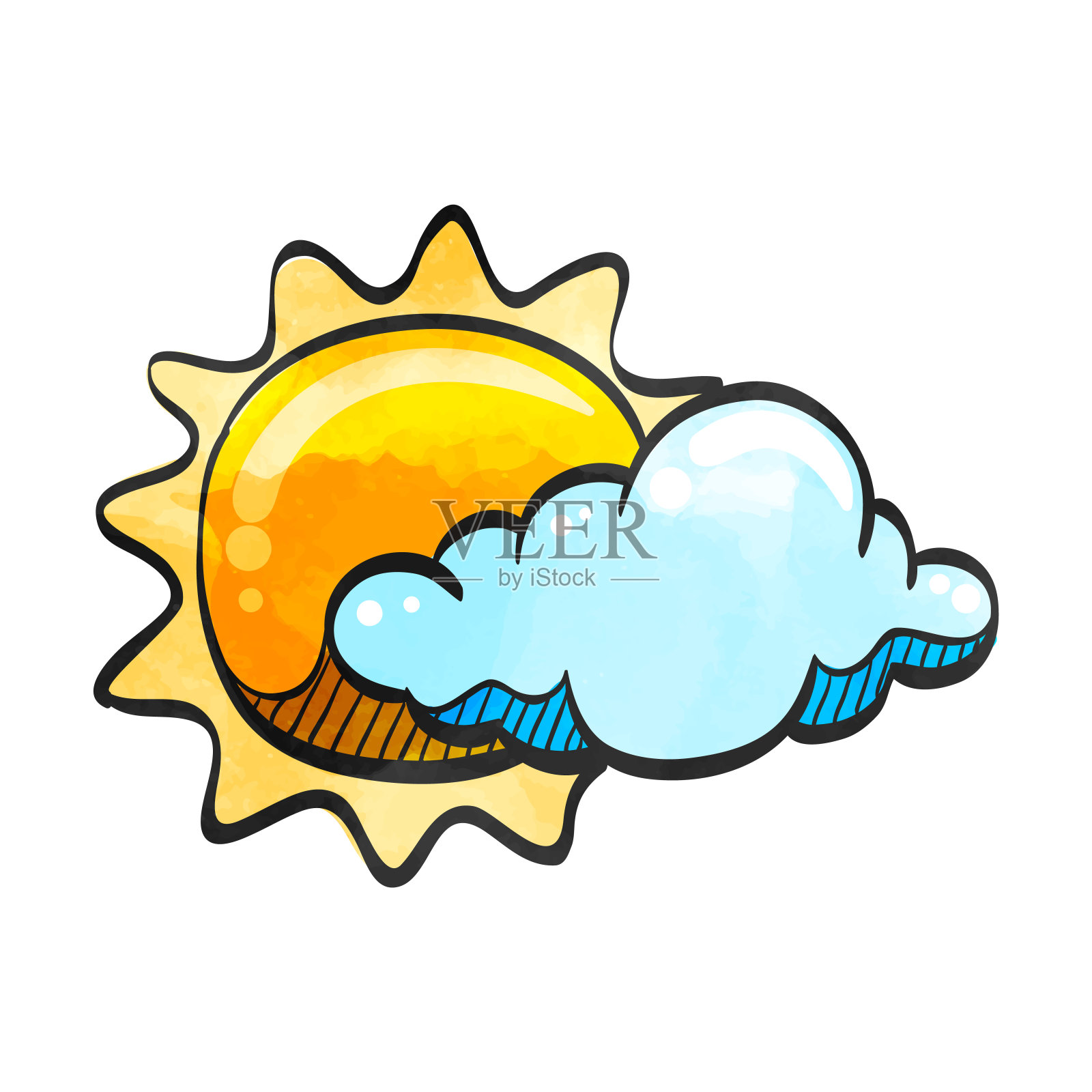 水彩风格图标预测部分阳光插画图片素材