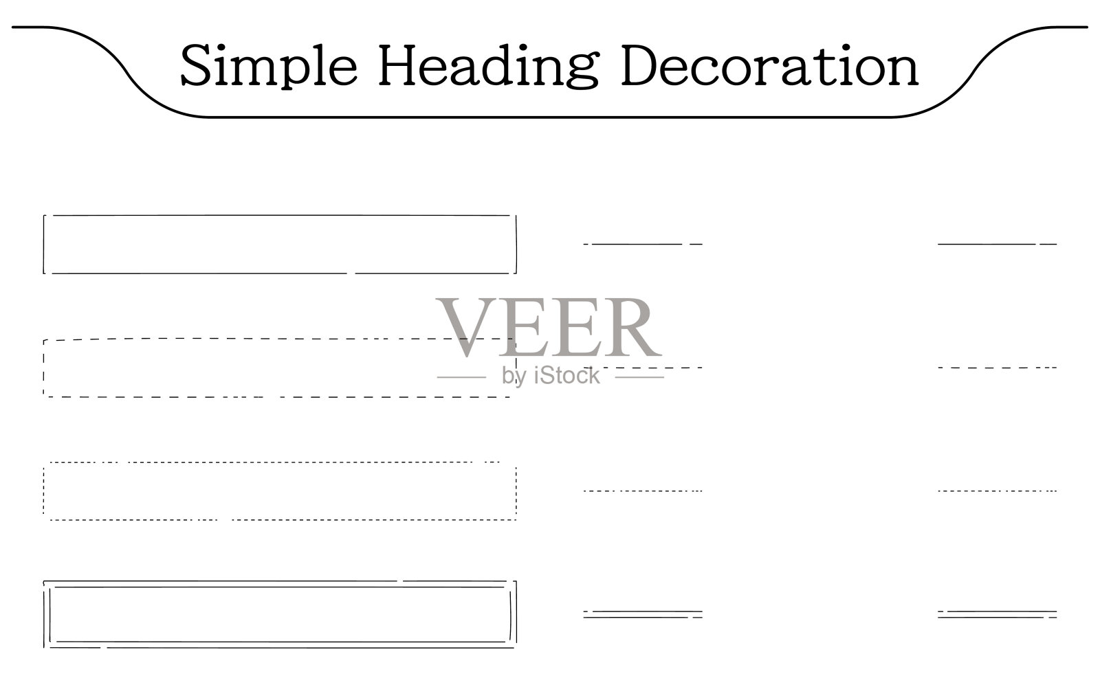 简单的手写风格划线和装饰线双线，虚线，虚线等。插画图片素材