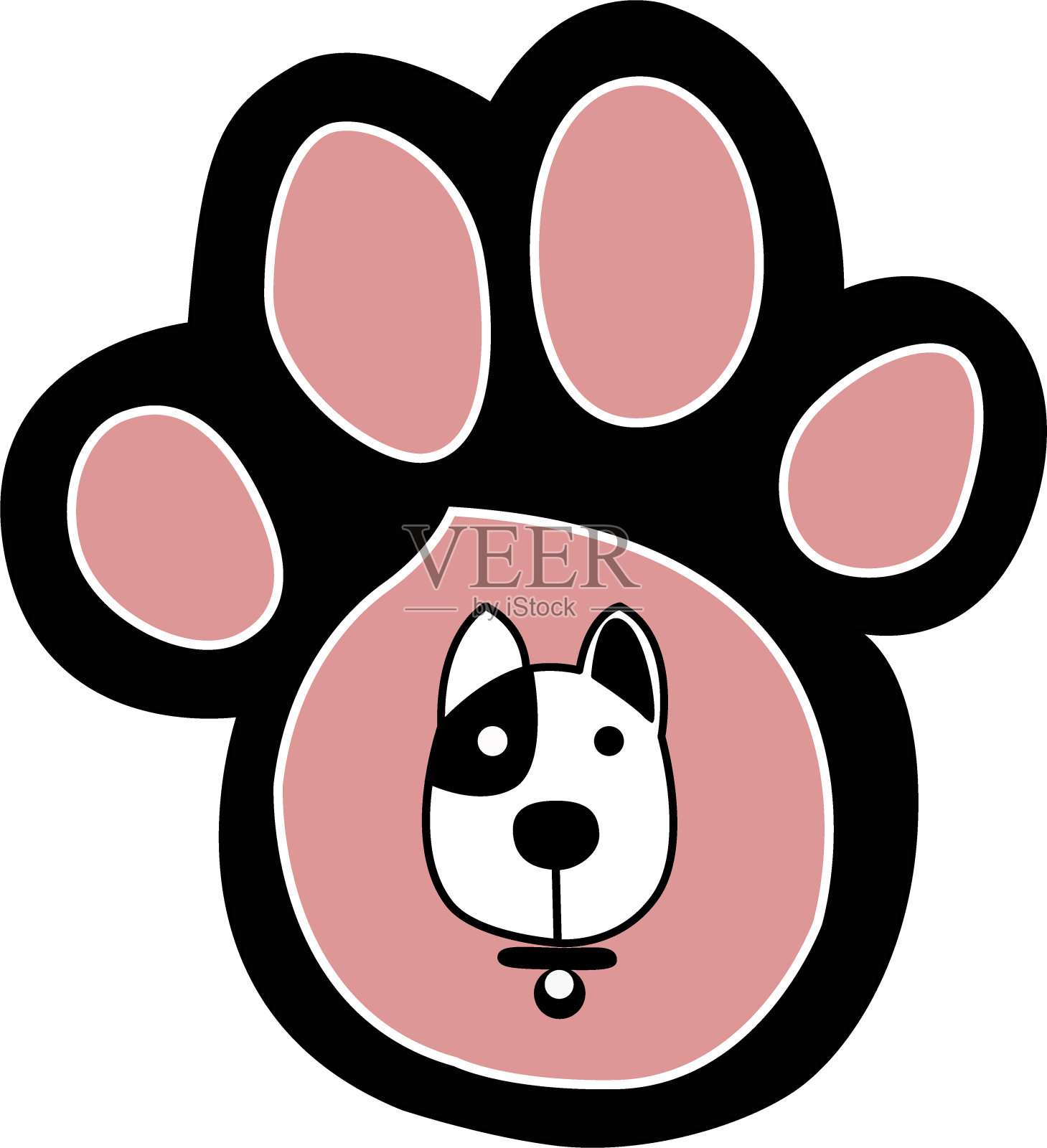 小狗的爪子在里面，狗的嘴插画图片素材