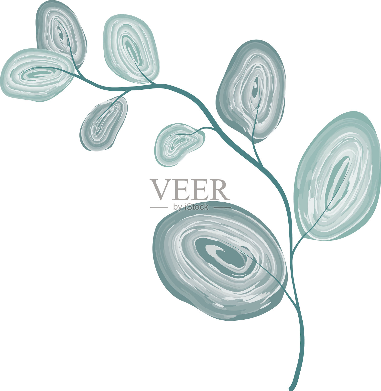 带叶子的水彩画树枝设计元素图片