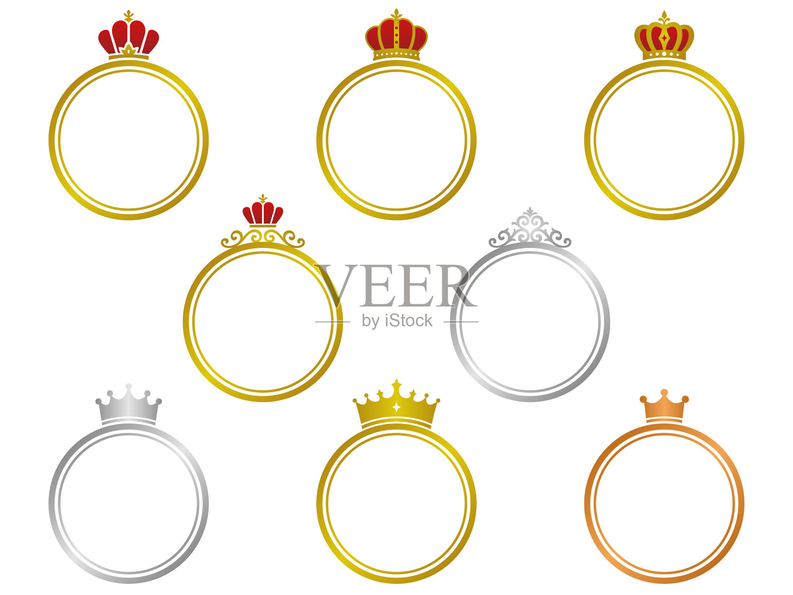 圆形框架与皇冠装饰插画图片素材