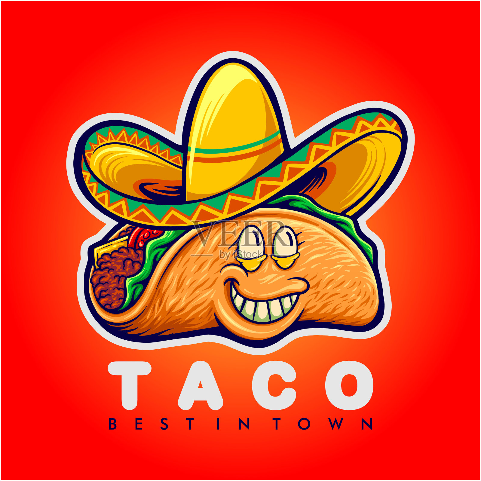 可爱的帽子墨西哥玉米饼标志吉祥物绘画插图插画图片素材