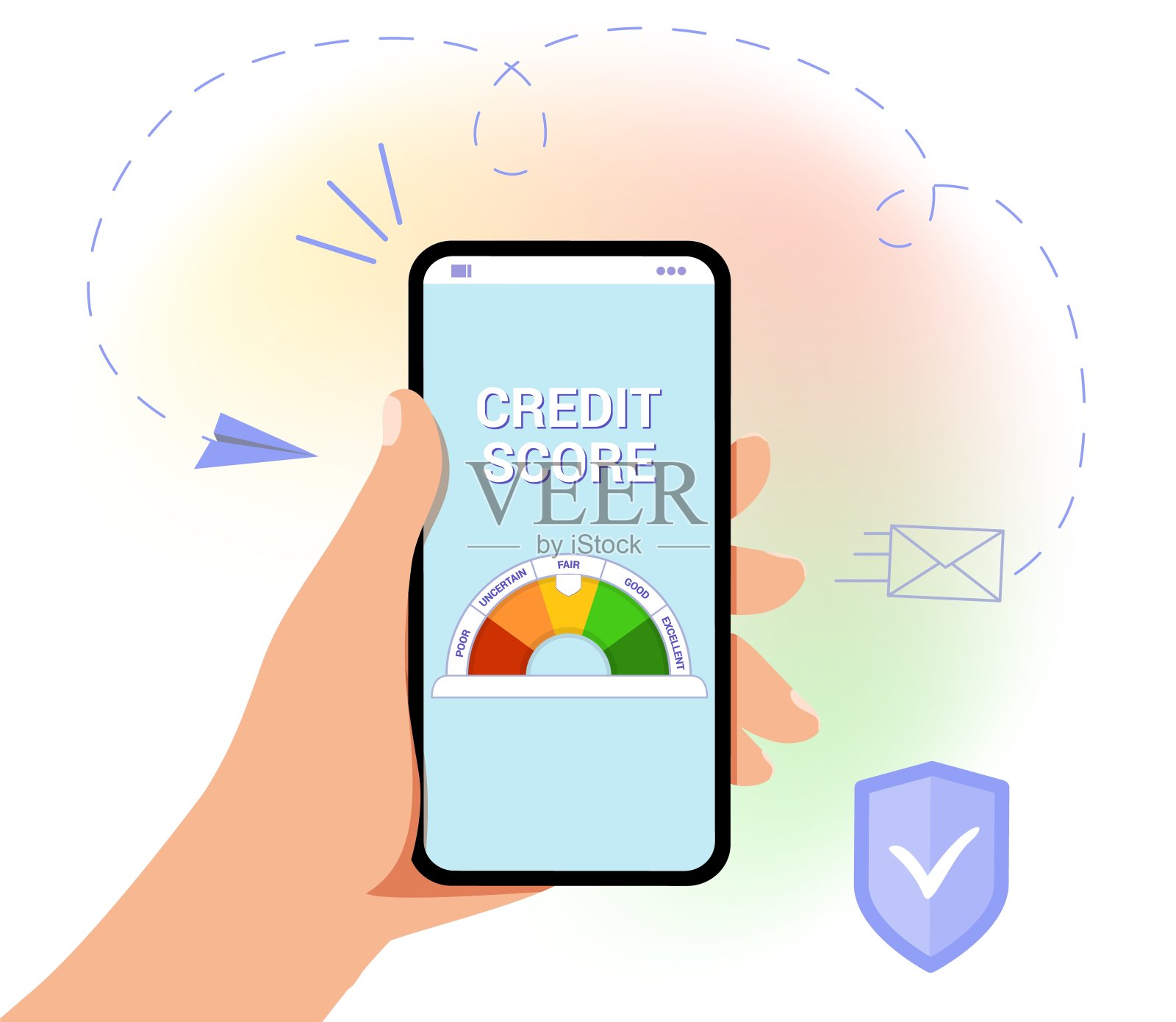 信用评分矢量插图财富评估支付历史数据表插画图片素材