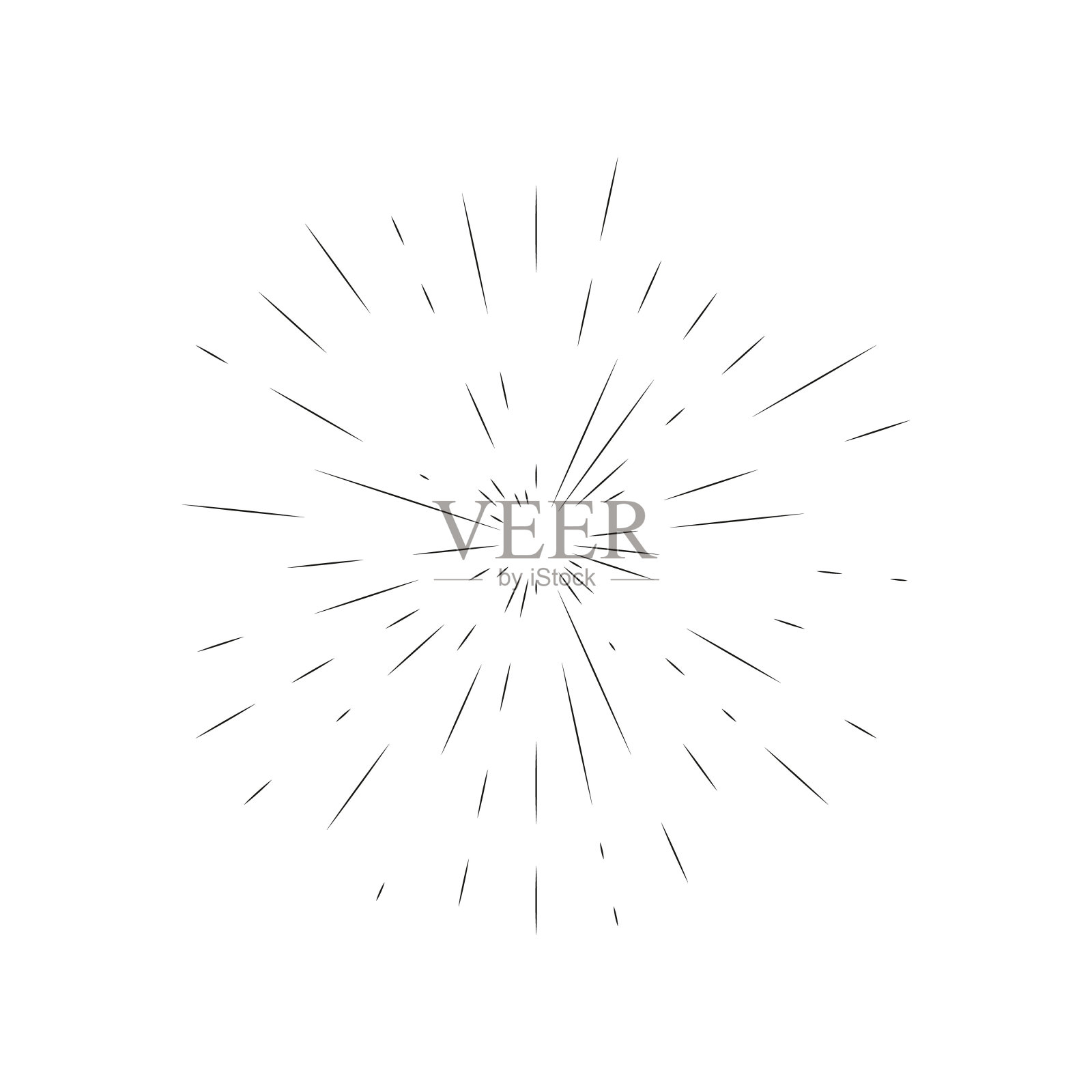 太阳光线手绘、线描。插画图片素材