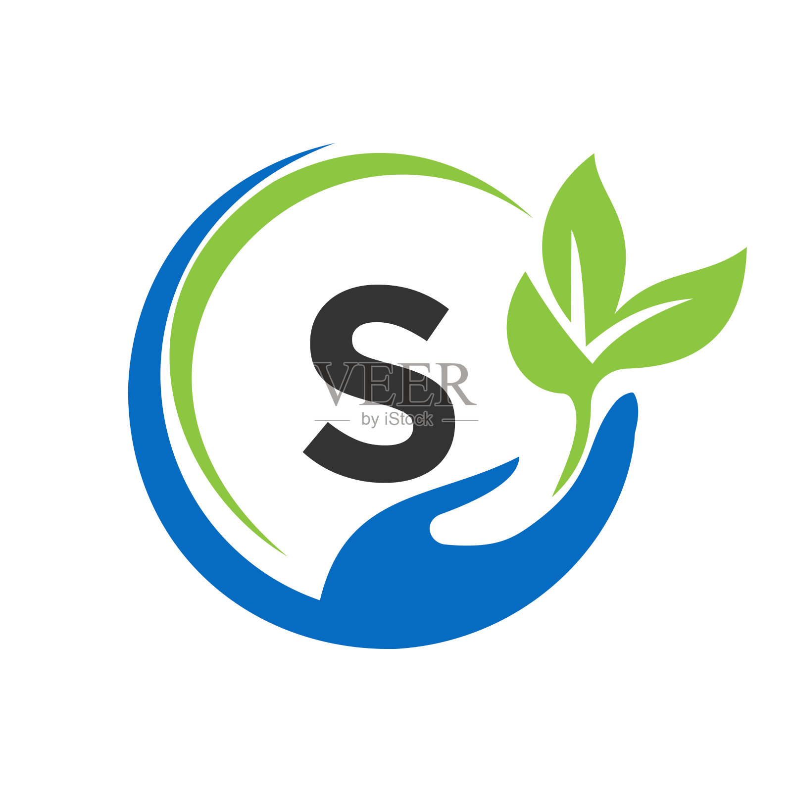 亲临字母S标志设计。S医疗保健，带手部标志的基金会插画图片素材