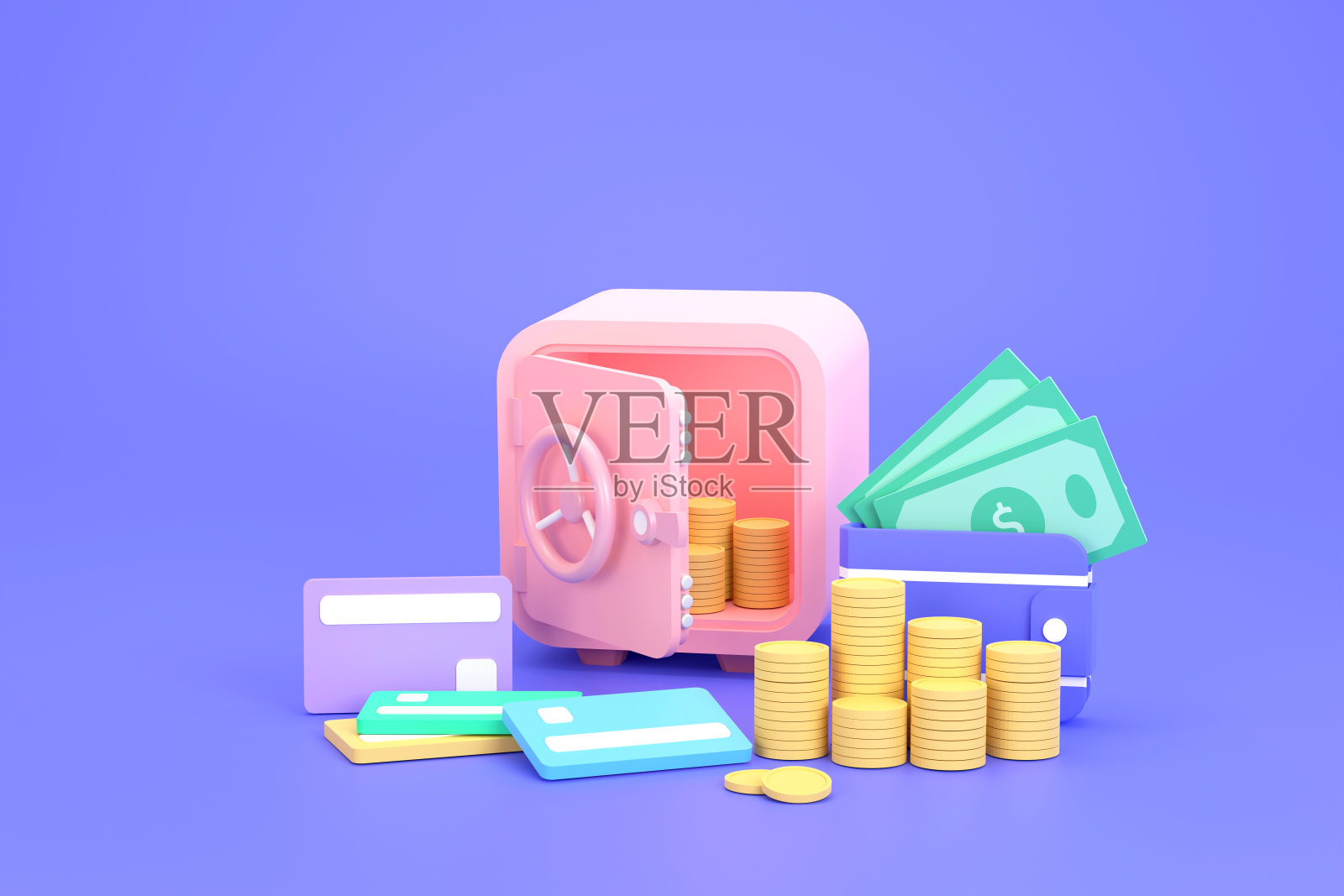 安全的钞票和硬币。投资业务。照片摄影图片