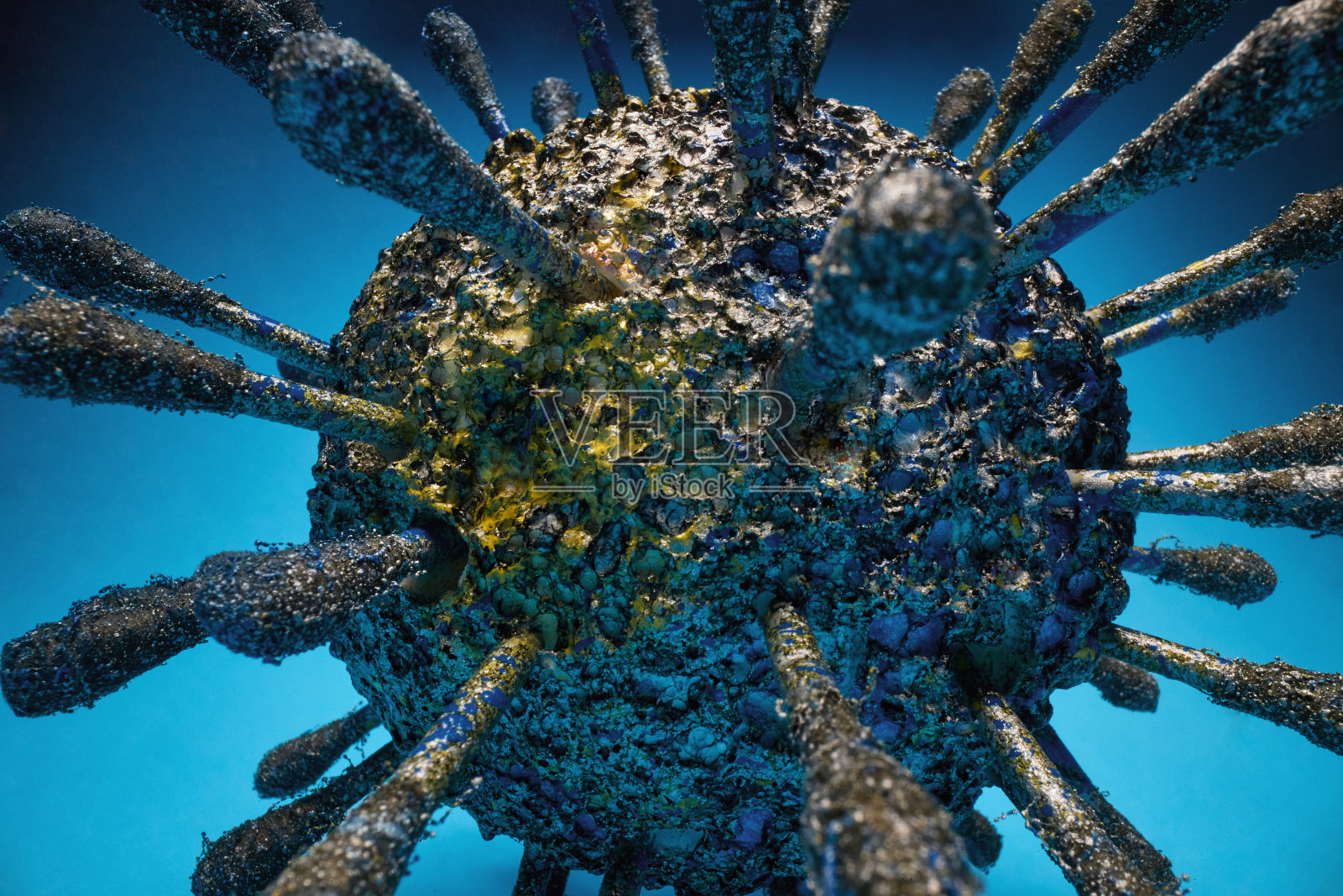 冠状病毒的爆发。影响呼吸道的病原体。新型冠状病毒肺炎近距离照片摄影图片