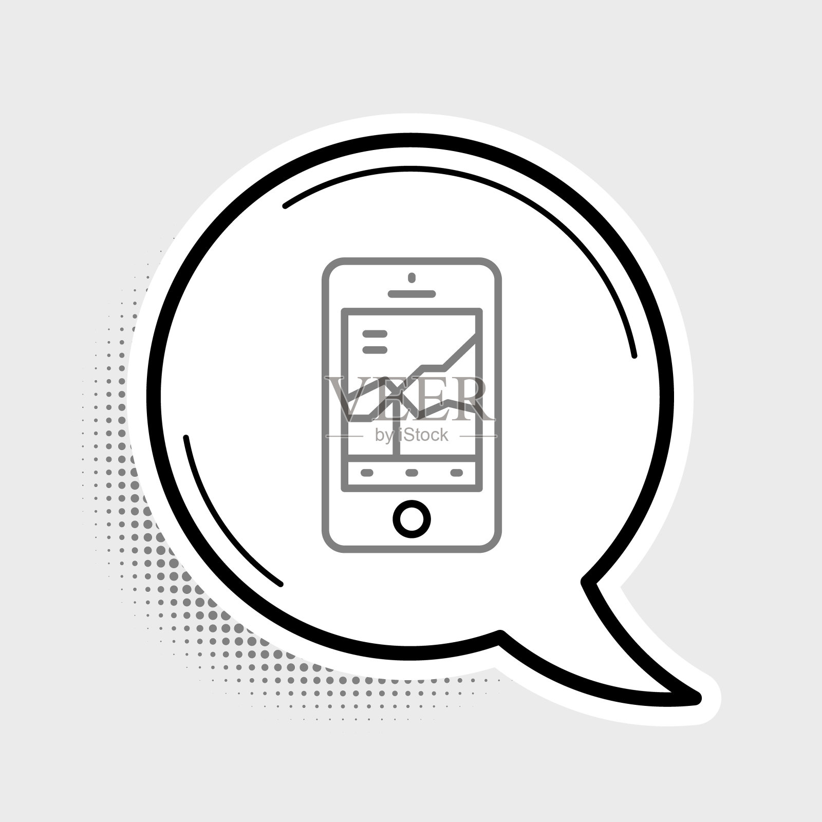 线移动股票交易概念图标孤立在灰色背景上。网上交易，股票市场分析，商业和投资。色彩斑斓的轮廓的概念。向量插画图片素材