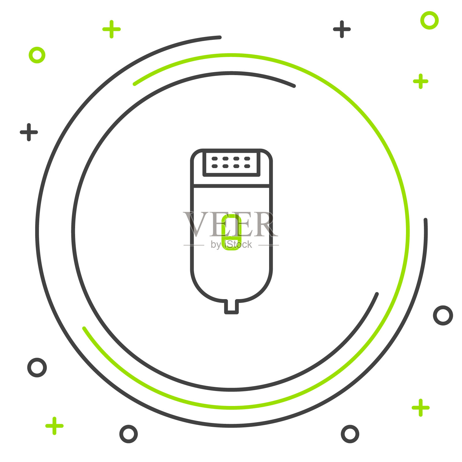 线电动理发器或剃须刀图标孤立在白色背景。理发店的标志。色彩斑斓的轮廓的概念。向量插画图片素材