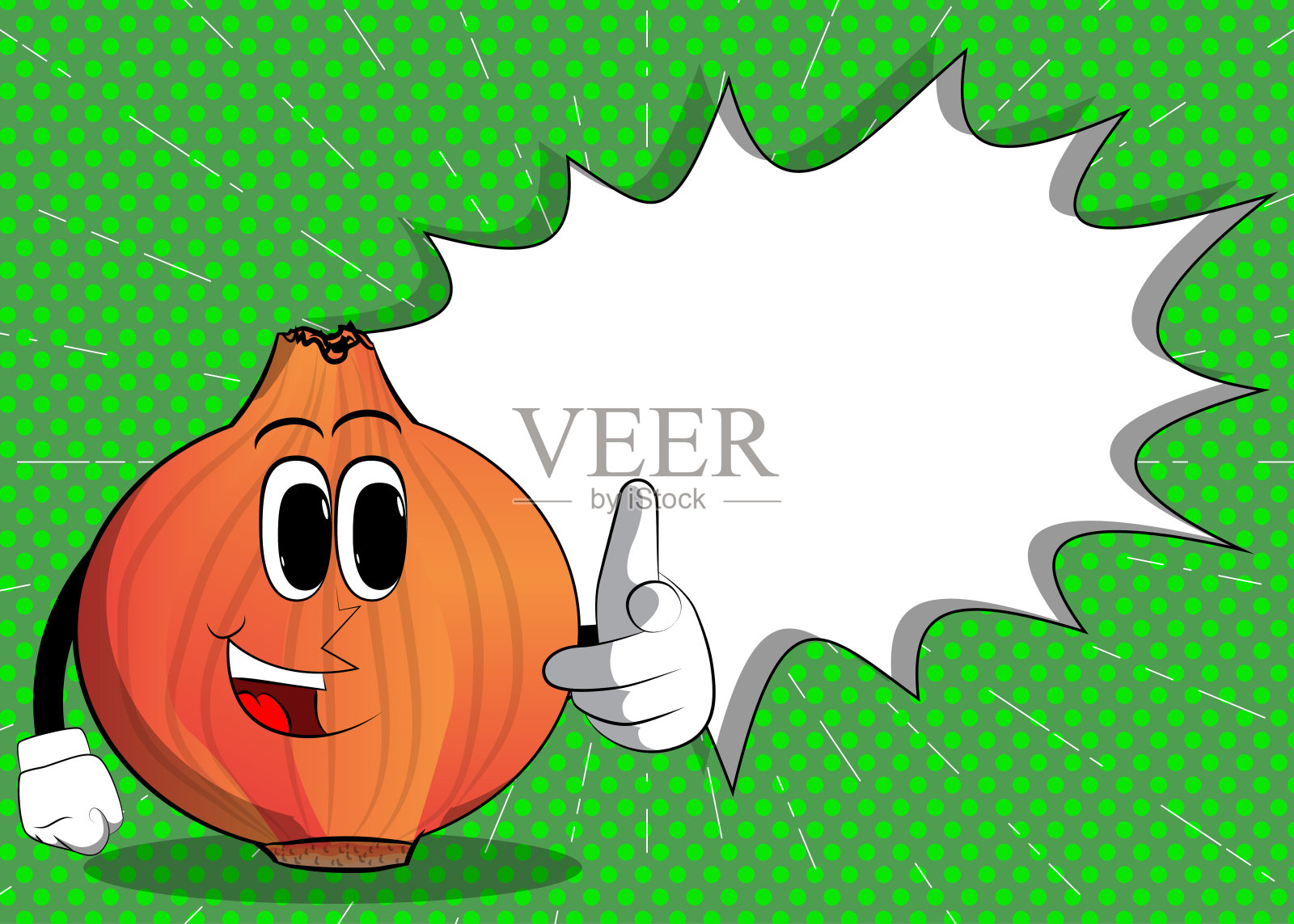 洋葱用手指着观众。插画图片素材