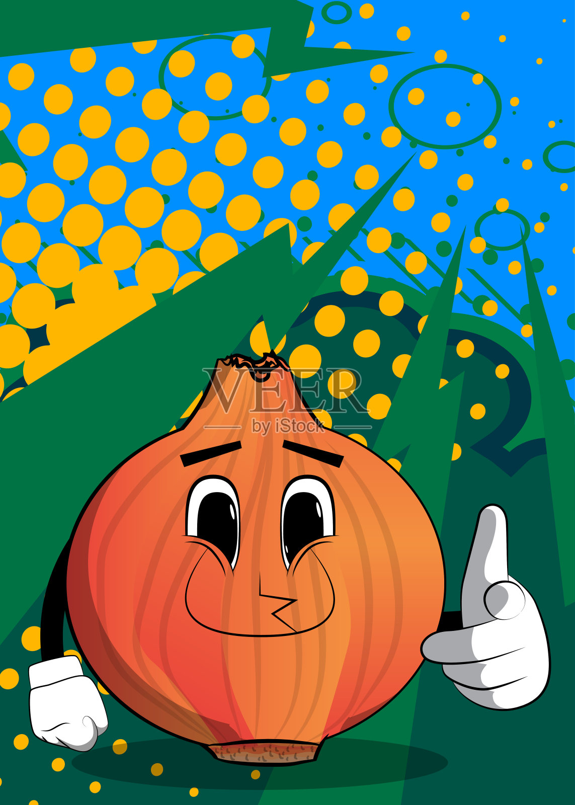 洋葱用手指着观众。插画图片素材