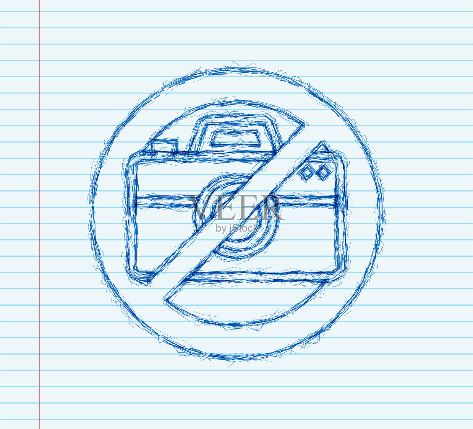 任何用途均不得拍照、素描设计。相机图标。警告图标。矢量图插画图片素材